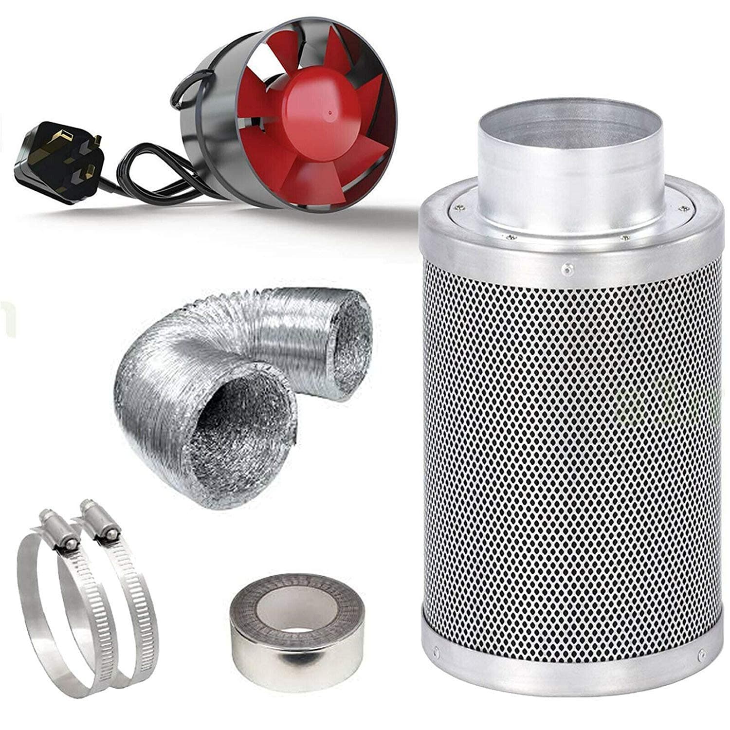 BLACK ORCHID 5" Extractor Fan Carbon Filter Kit Hydroponic Grow Room Tent Air Ventilation System