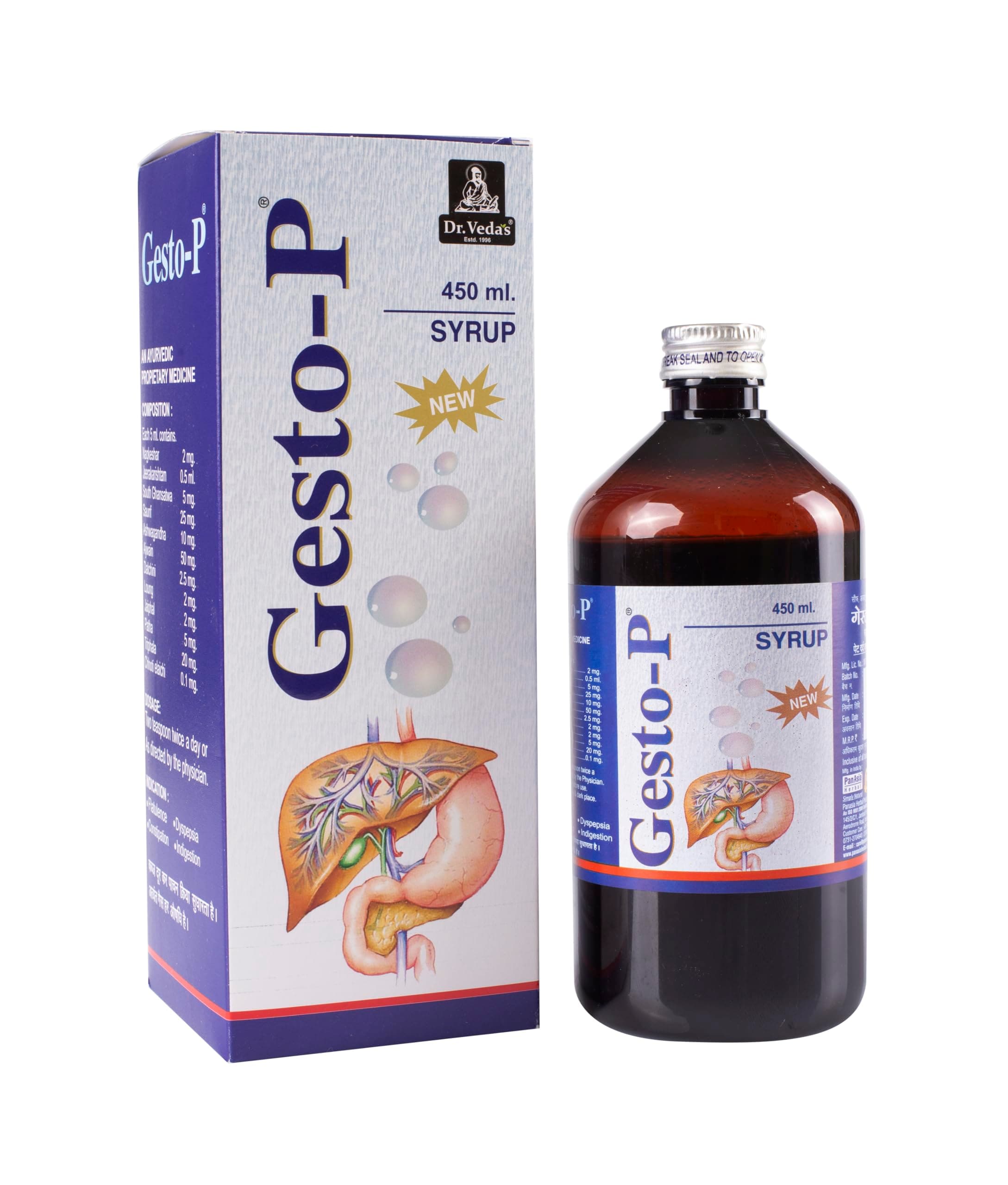 Dr. Veda's Gesto-P Syrup - 450ml, Pack of 2