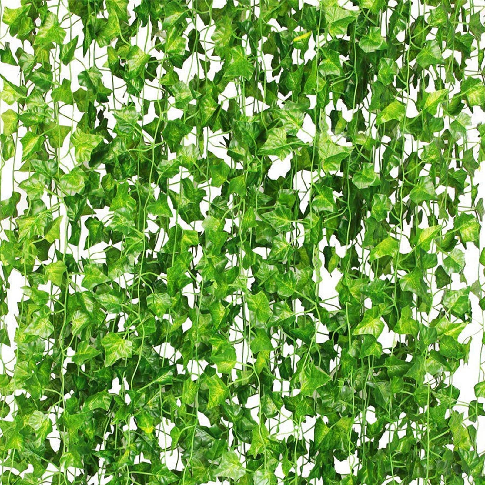 CQURE 24 Pack 168Ft Artificial Ivy Garland,Ivy Garland Fake vines UV Resistant Green Leaves Fake Plants Hanging Vine Plant for Wedding Party Garden Wall Room Decor