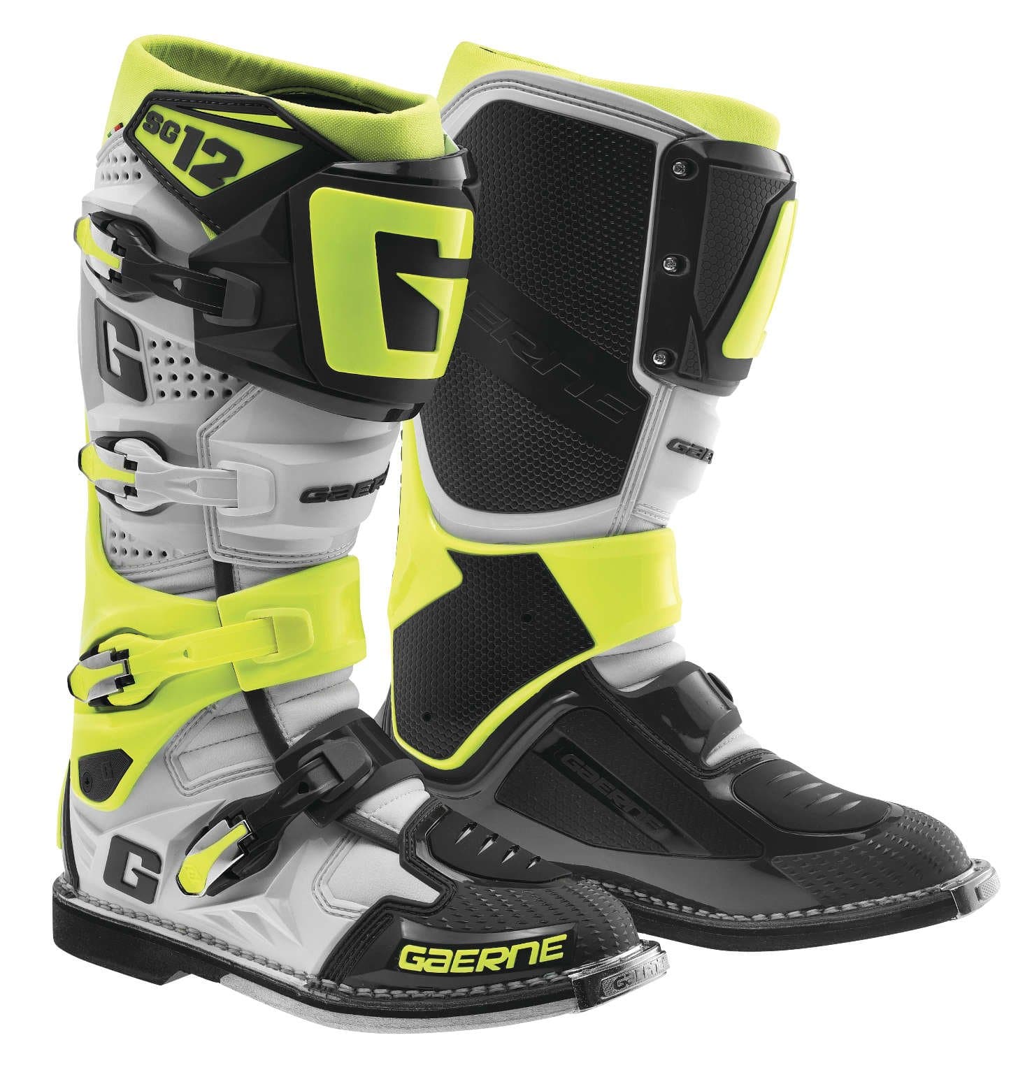 Gaerne SG-12 Boots-White/Grey/Flo Yellow-12