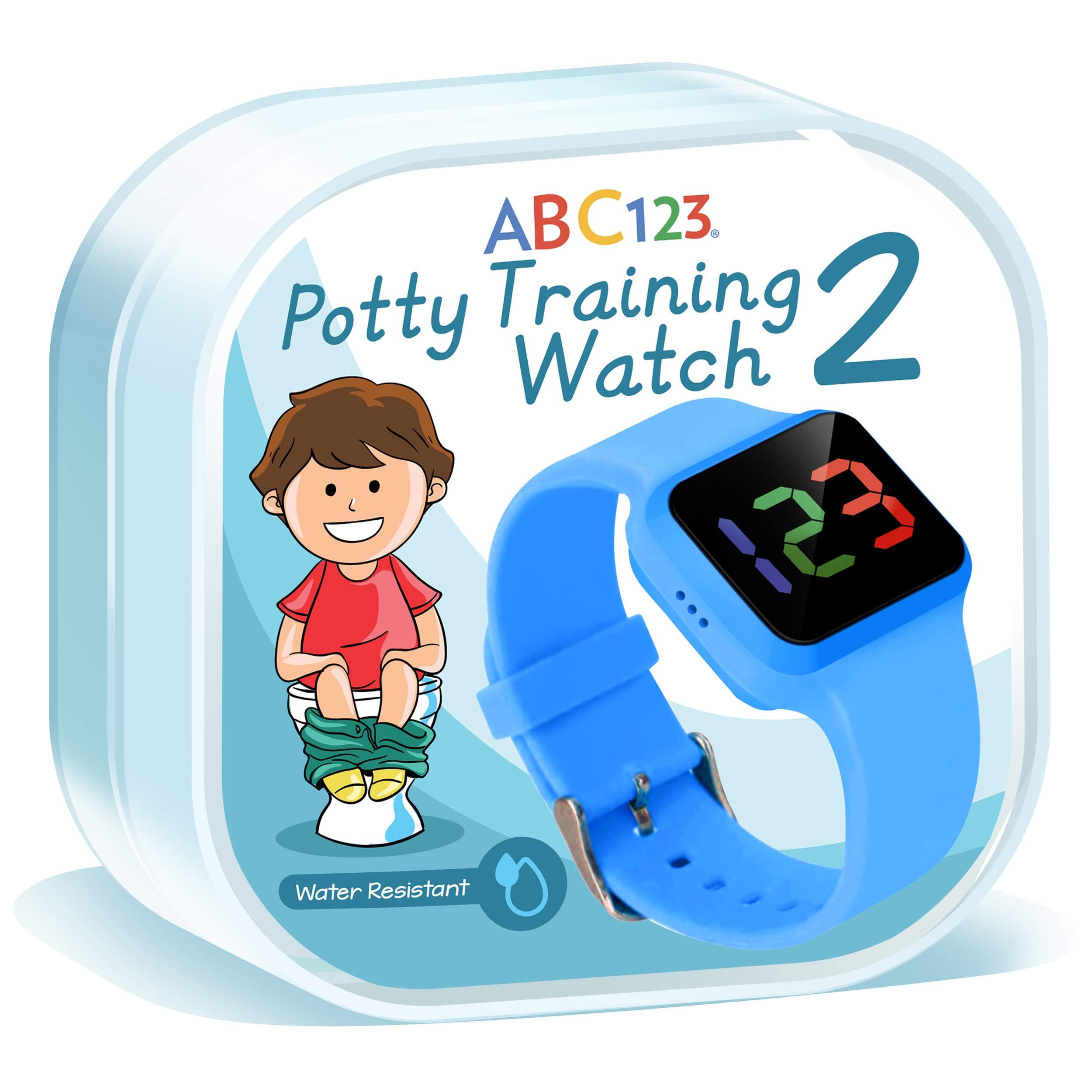 ABC123 Potty Training Watch 2- Baby Reminder Water Resistant Timer for Toilet Training Kids & Toddler (Blue)