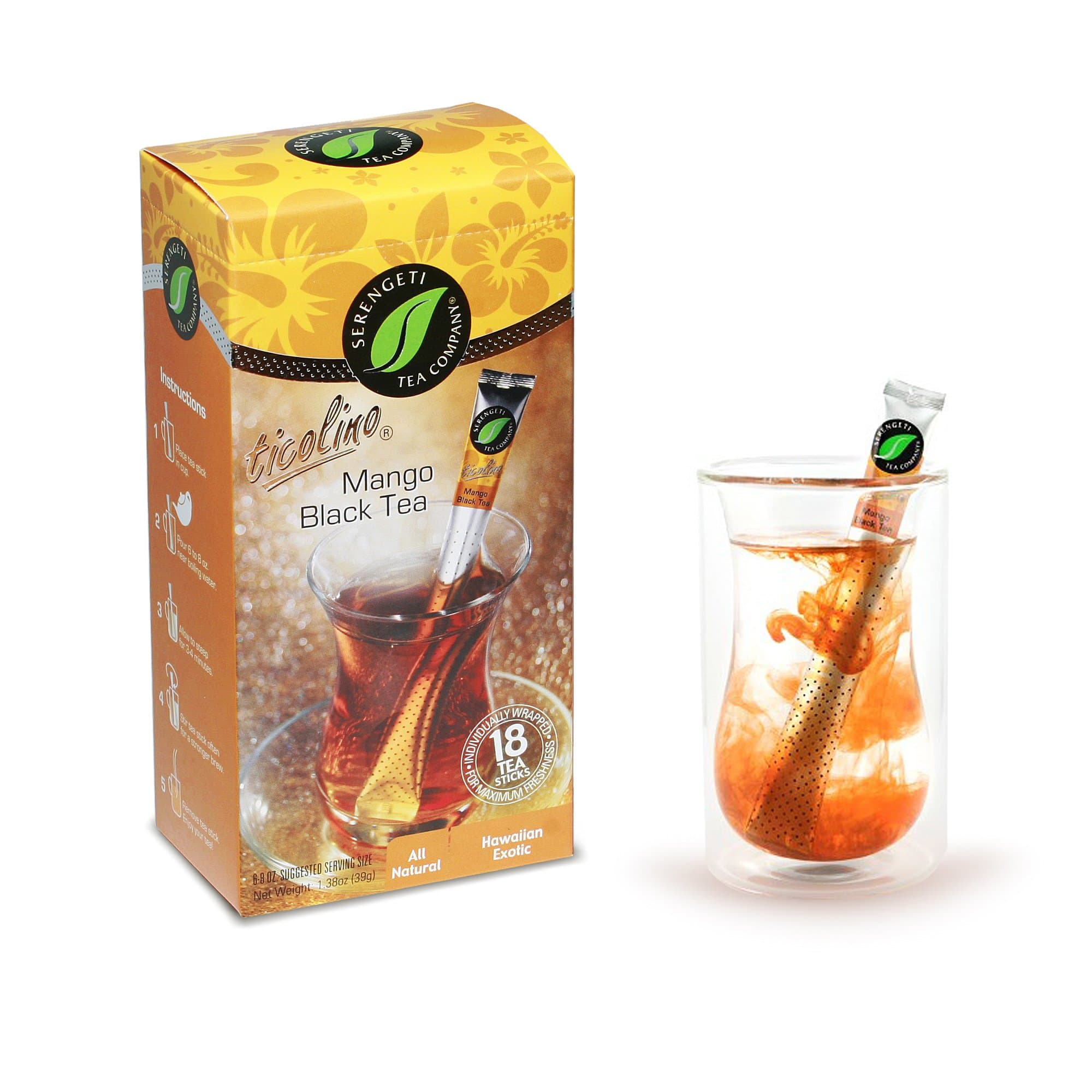 Serengeti Tea 2 Piece Mango Black Tea Box and Double Wall Cup Set
