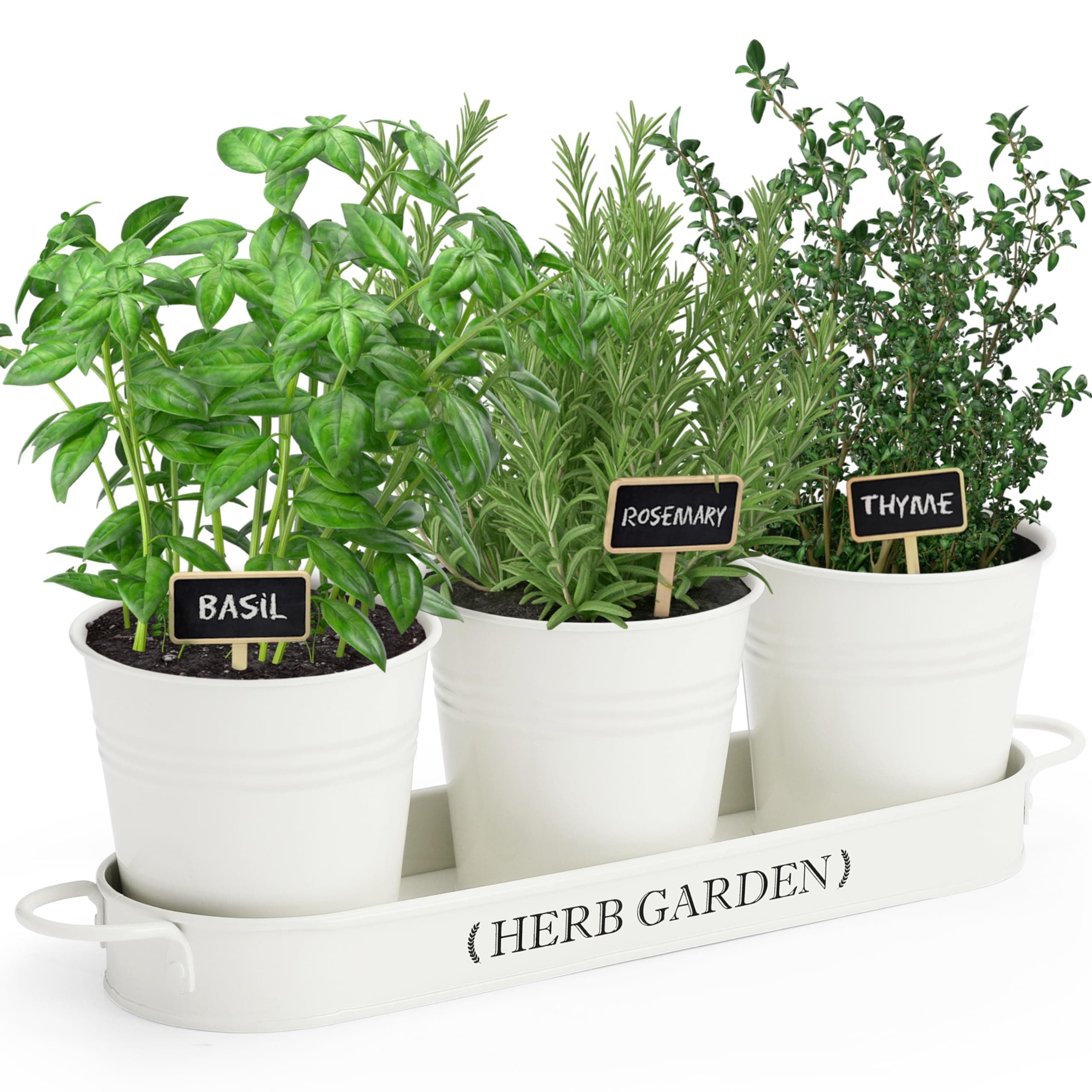 Indoor Herb Garden, Herb Planter for Indoor/Outdoor, Farmhouse Plant Pots, Windowsill Herb Garden with Tray(Planter only) Window Pots