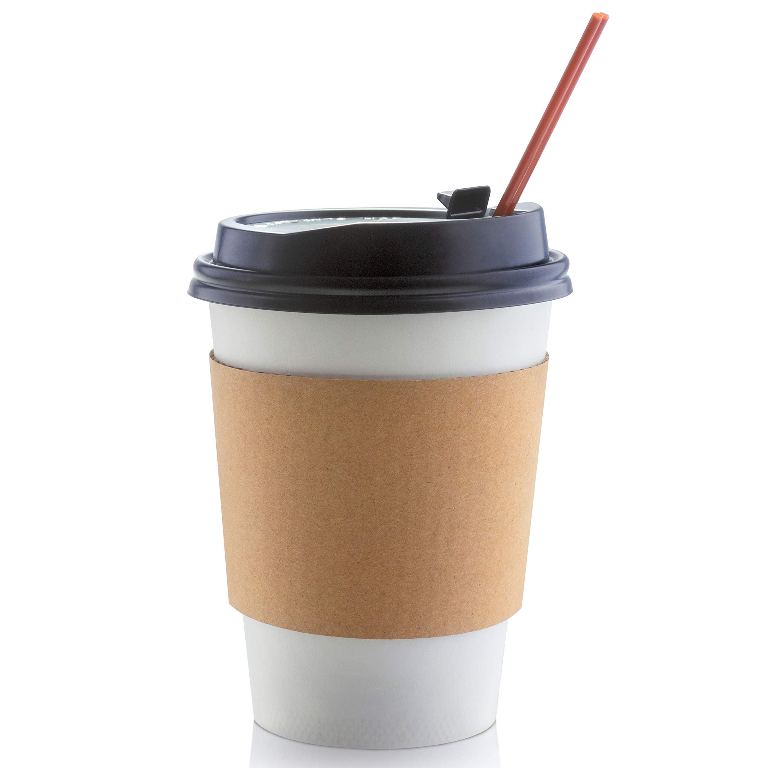 Cuperfect 50 Sets Paper Coffee Cups with Lids 12 Oz, Includes Sleeves & Stirrers, Disposable Coffee Cups with Lids Bundle, Hot Togo Coffee Cups with Lids for Beverages and Cold Drinks