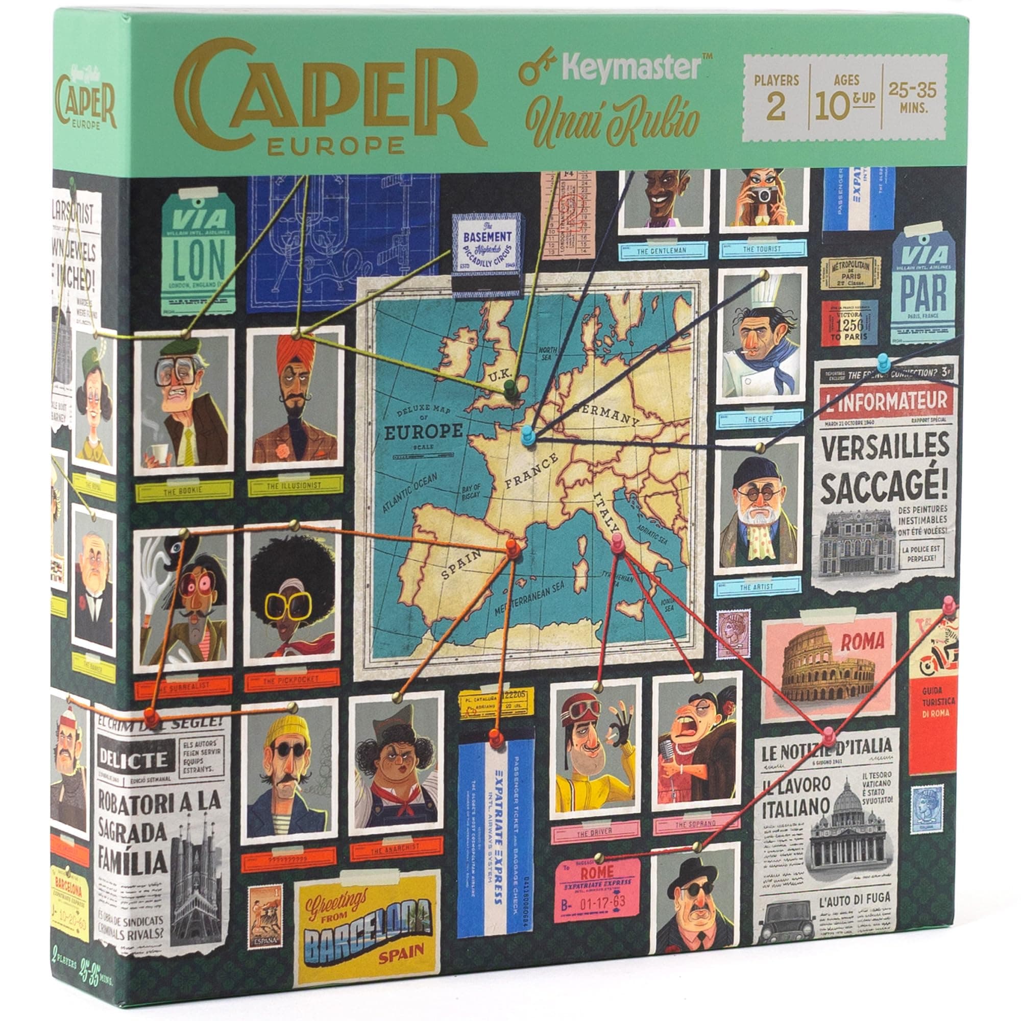 Keymaster Games | Caper: Europe | Board Game | Ages 10+ | 2 Players | 25-35 Minutes Playing Time
