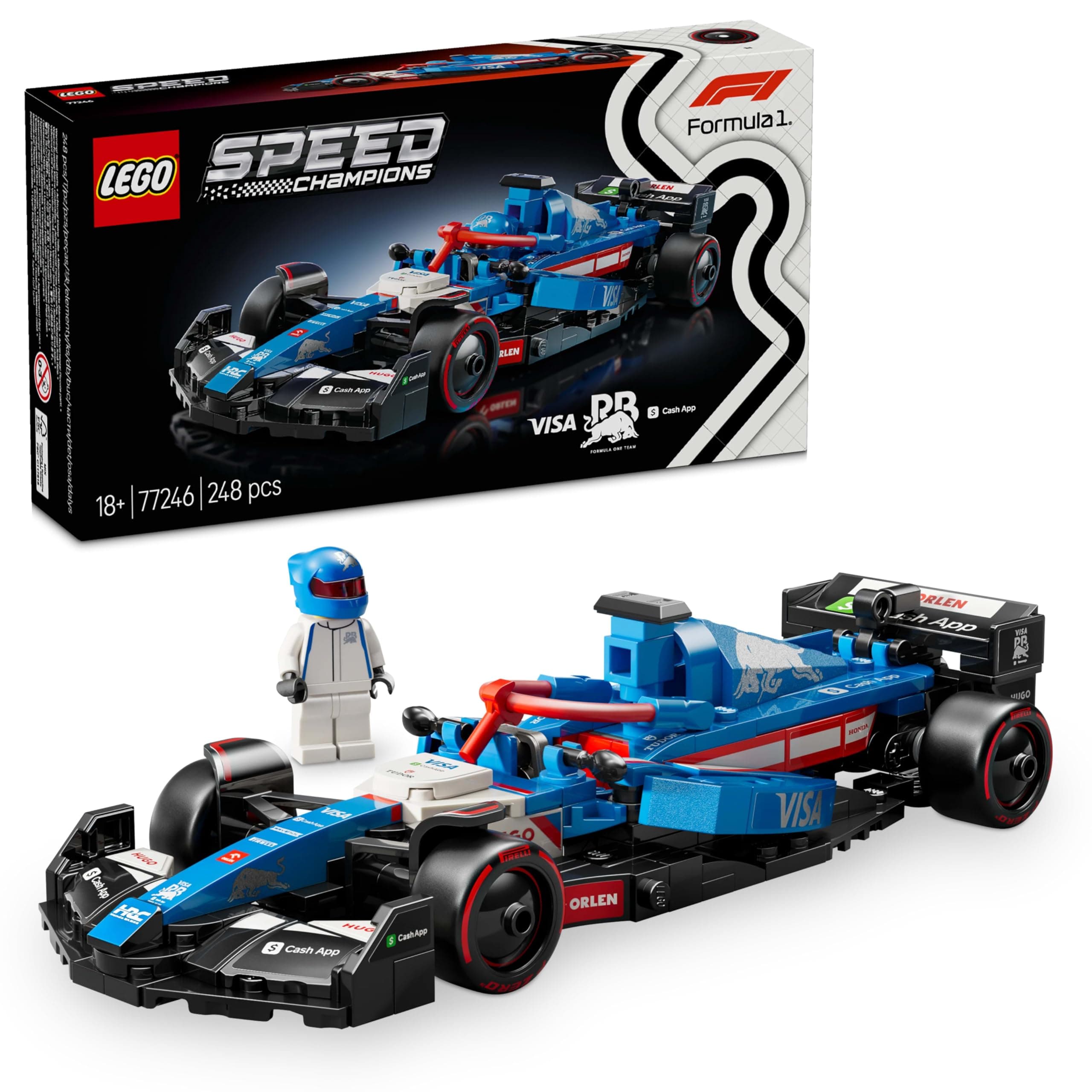 Speed Champions Visa Cash App RB VCARB 01 F1 Race Car Model Set for Adults, with a Collectible Driver Minifigure - Gift Idea for Men, Women & Teenage Motorsports Fans 77246