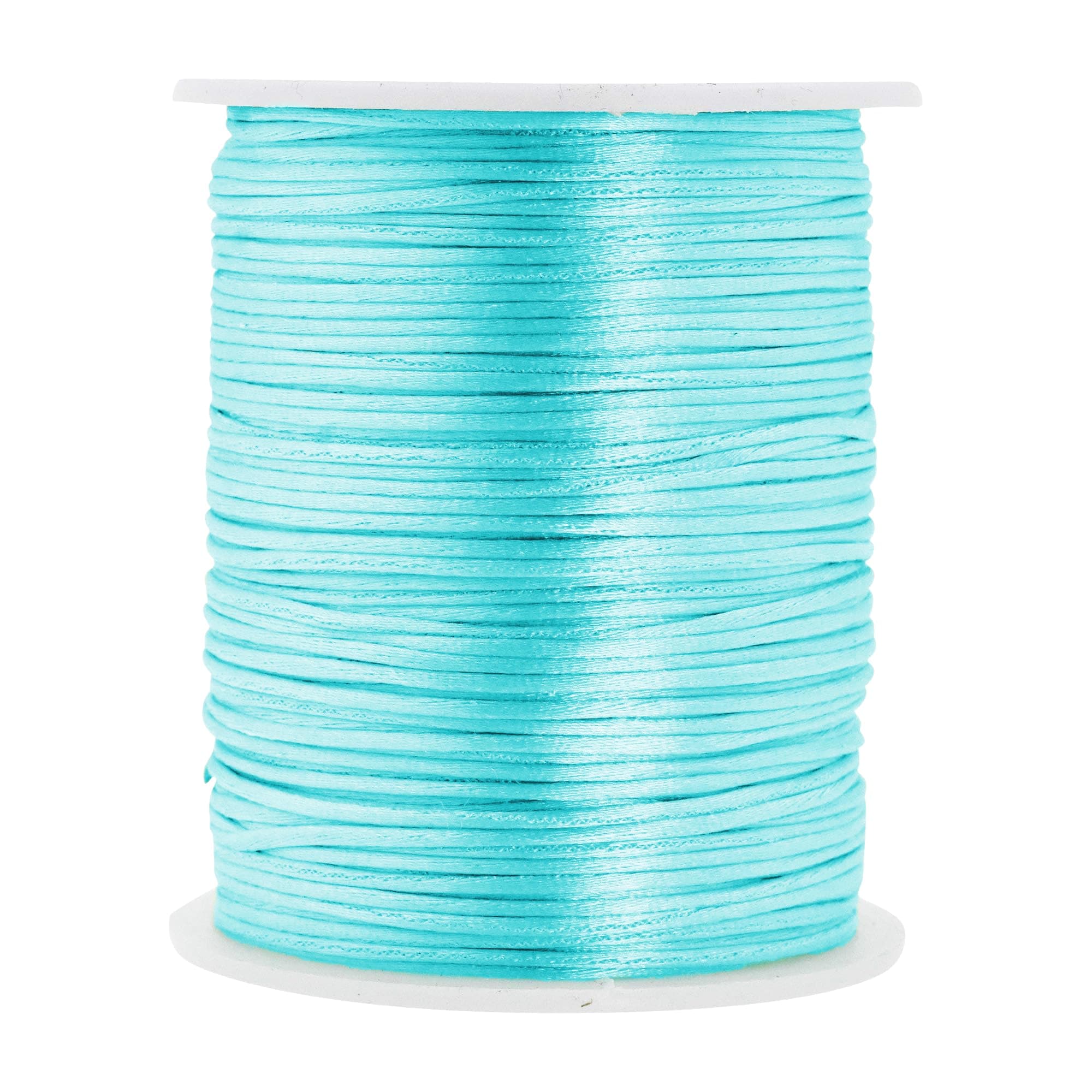Mandala Crafts Nylon Satin Cord 1mm Rattail Cord Aqua String - 100 Yds Nylon Chinese Knotting Cord Rat Tail Silk Cord for Bracelet Necklace Jewelry Making Macrame Trim