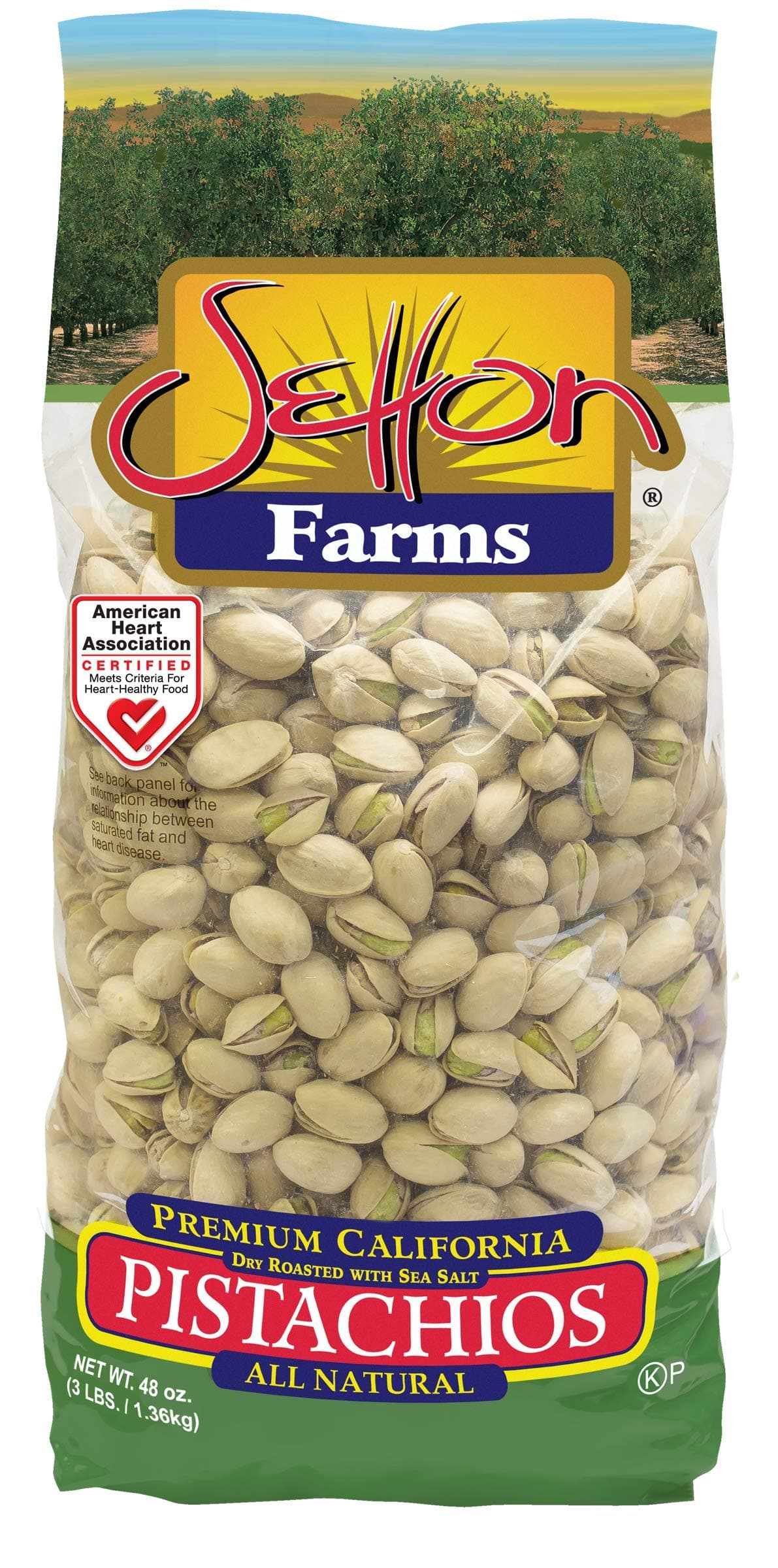 Setton Farms Premium Pistachios, Dry Roasted with Sea Salt, 3lb Bag (48 oz)
