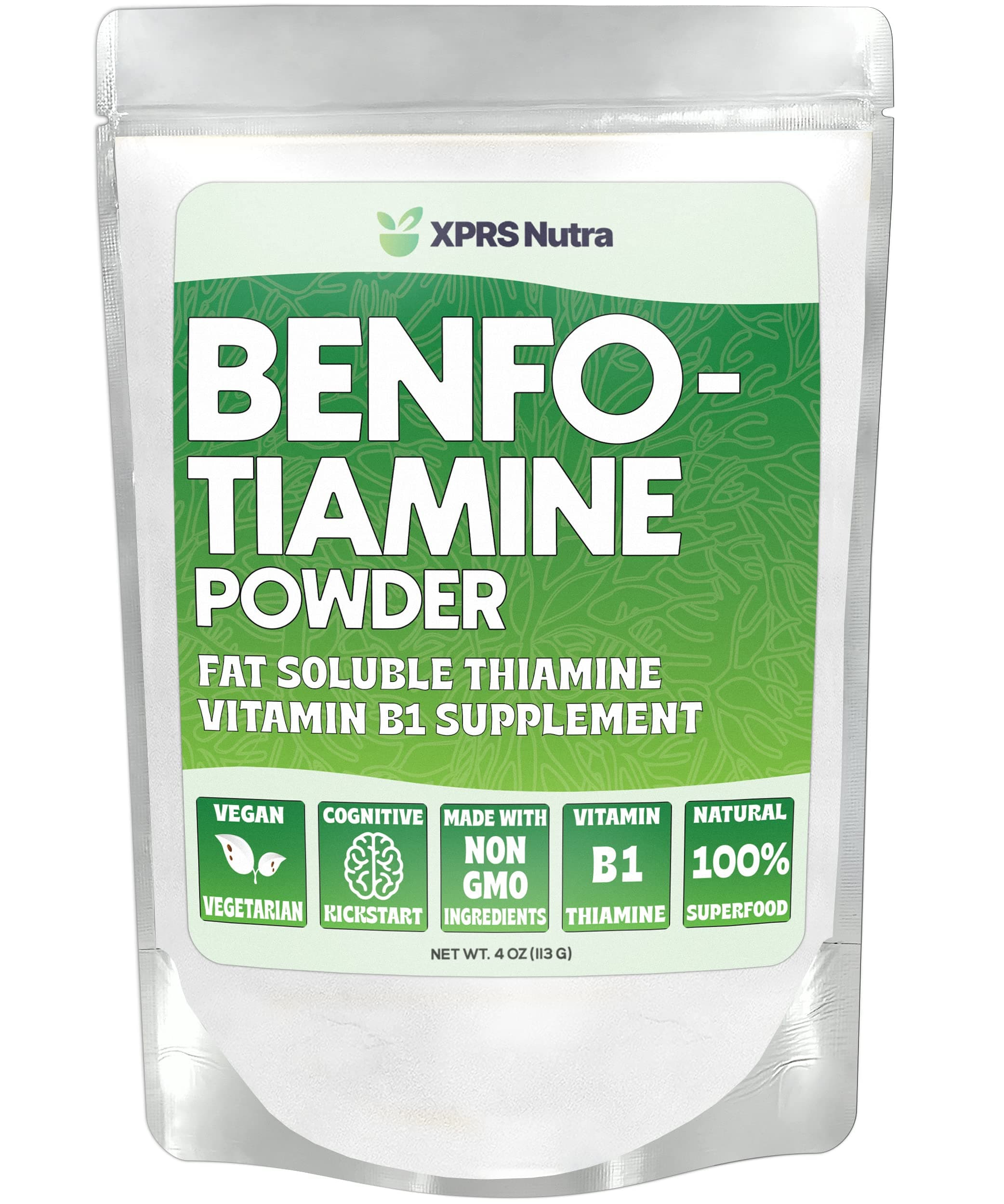 XPRS Nutra Benfotiamine (Thiamine) - Fat Soluble Happy Heart Thiamine - Enhanced Vitamin B1 Benfotiamine to Support Cognitive Health - Vegan Friendly Benfotamine (4 Ounce)