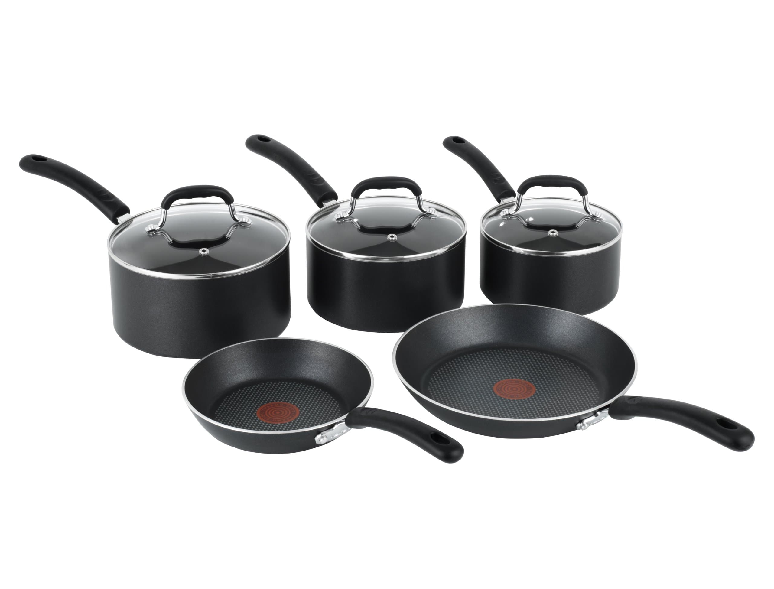 E857S544 Premium Non-Stick Cookware Set with Induction, 5 Pieces - Black
