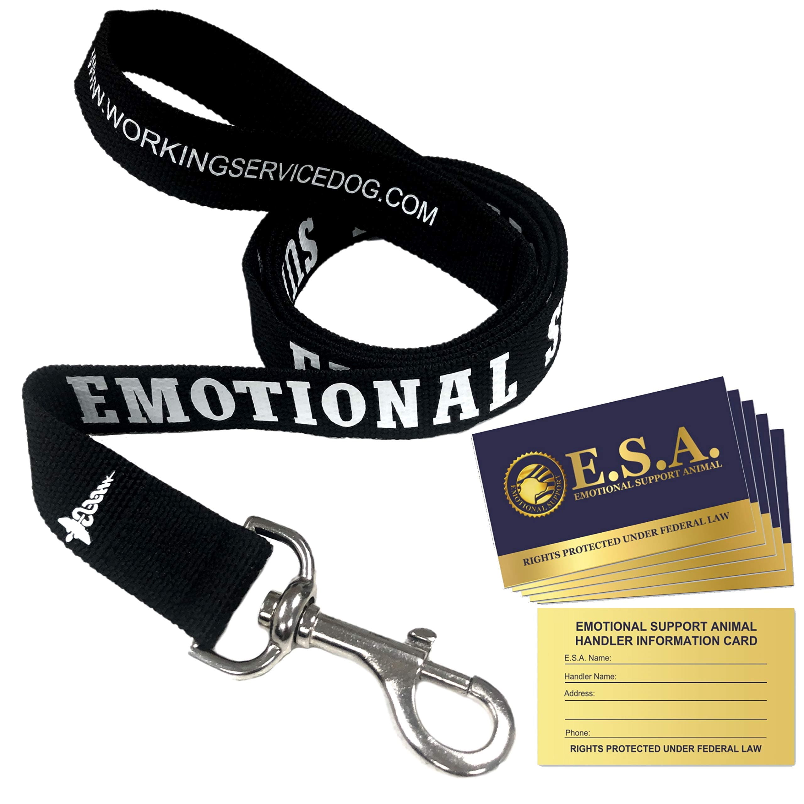 Emotional Support Dog Leash | Easy Identification with or Without an Emotional Support Animal Vest | Includes 5 ESA Information Cards