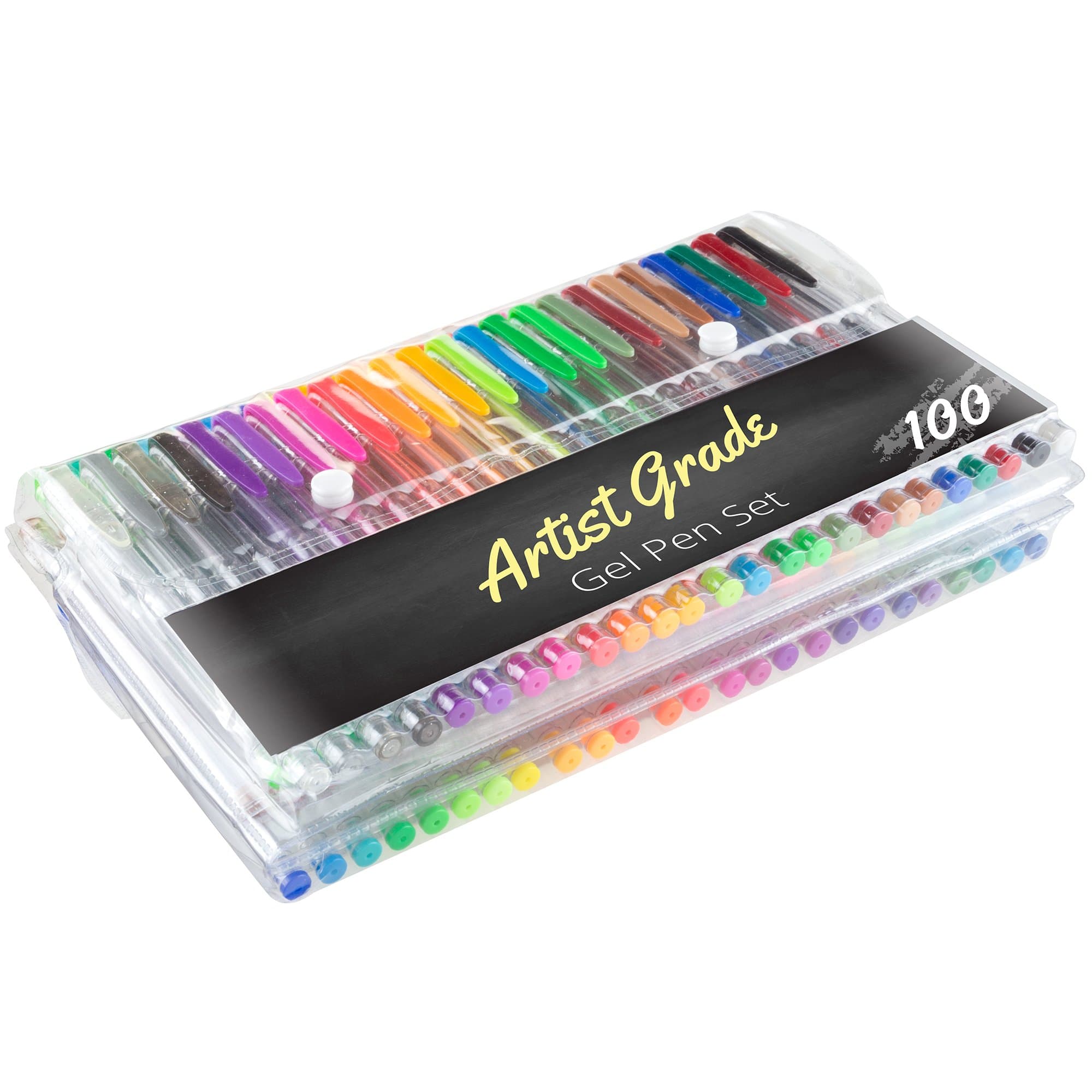 Gel Pens - 100-Pack Pen Set for Adult Coloring Books, Journaling, Scrapbooking, or Back to School Supplies by Hey Play