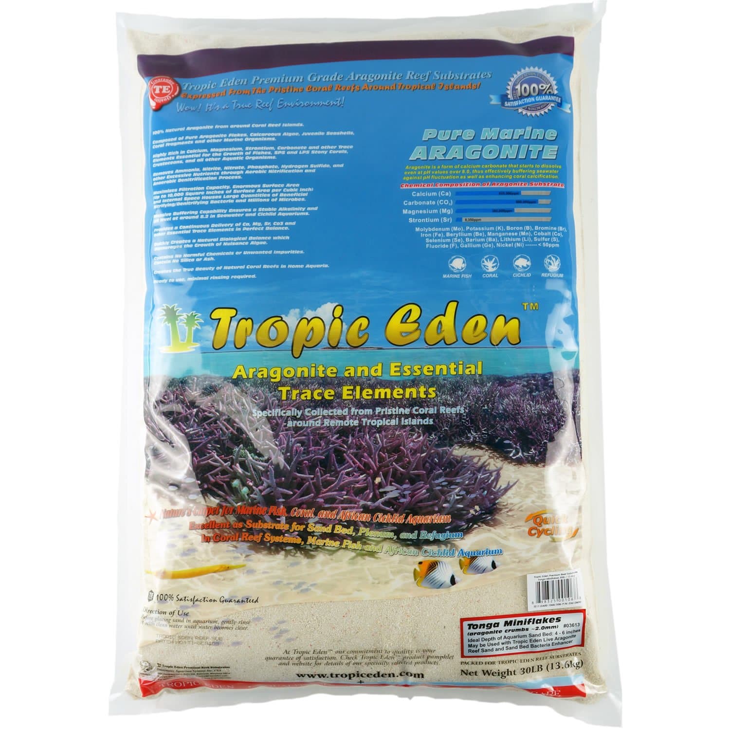 Aragonite Substrate - 30lbs (Aragonite Crumbs, 2mm) - Marine, Cichlid & Freshwater Aquarium Substrate