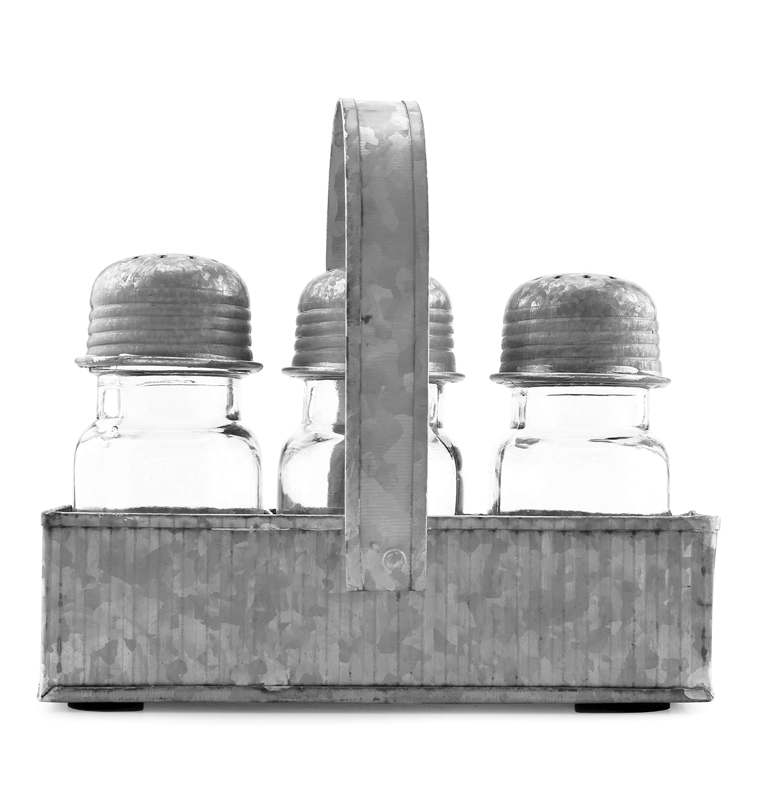 AuldHome Farmhouse Espresso Shaker Set (4-Piece Set); Retro Vintage Style Shaker Set with Caddy