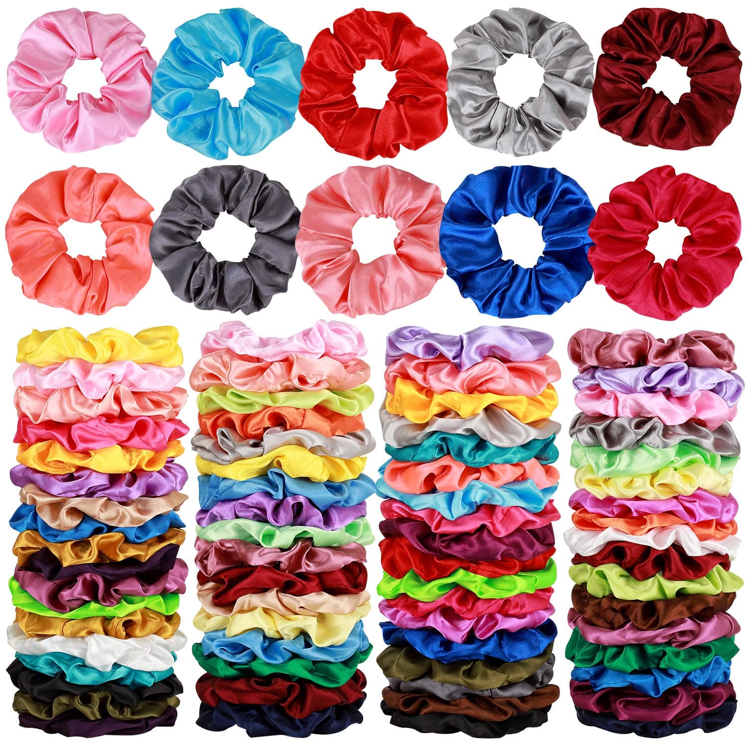 80 Pcs Silk Satin Hair Scrunchies 40 color Hair Bobbles Ponytail Holder Hair Accessories Scrunchy Solid Color Hair Ties