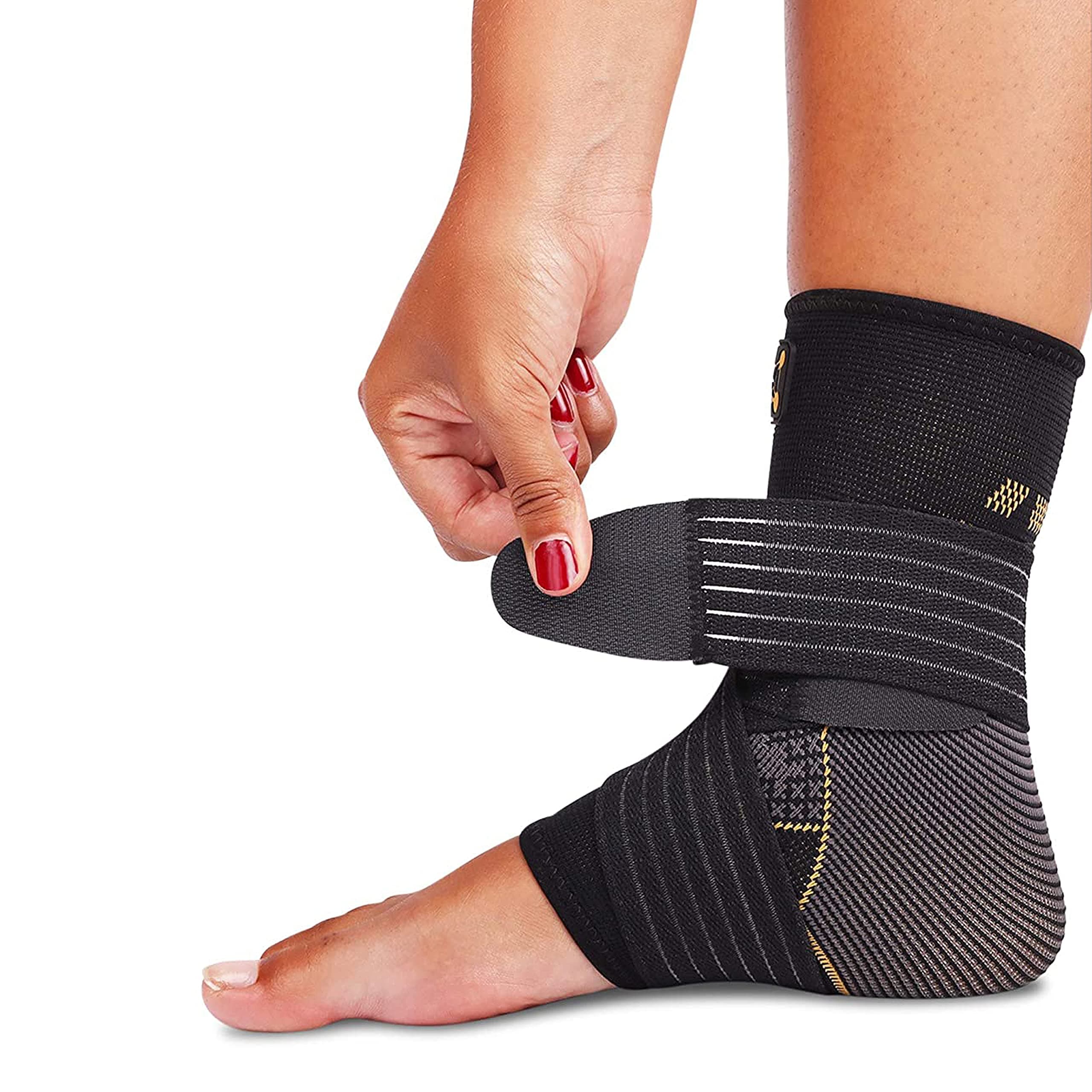 CopperJoint Compression Ankle Brace for Women Support, Durable Design Foot and Ankle Support for Women & Men Ideal to Support for Sports, Running, Comfortable Fit, Breathable Material - Large