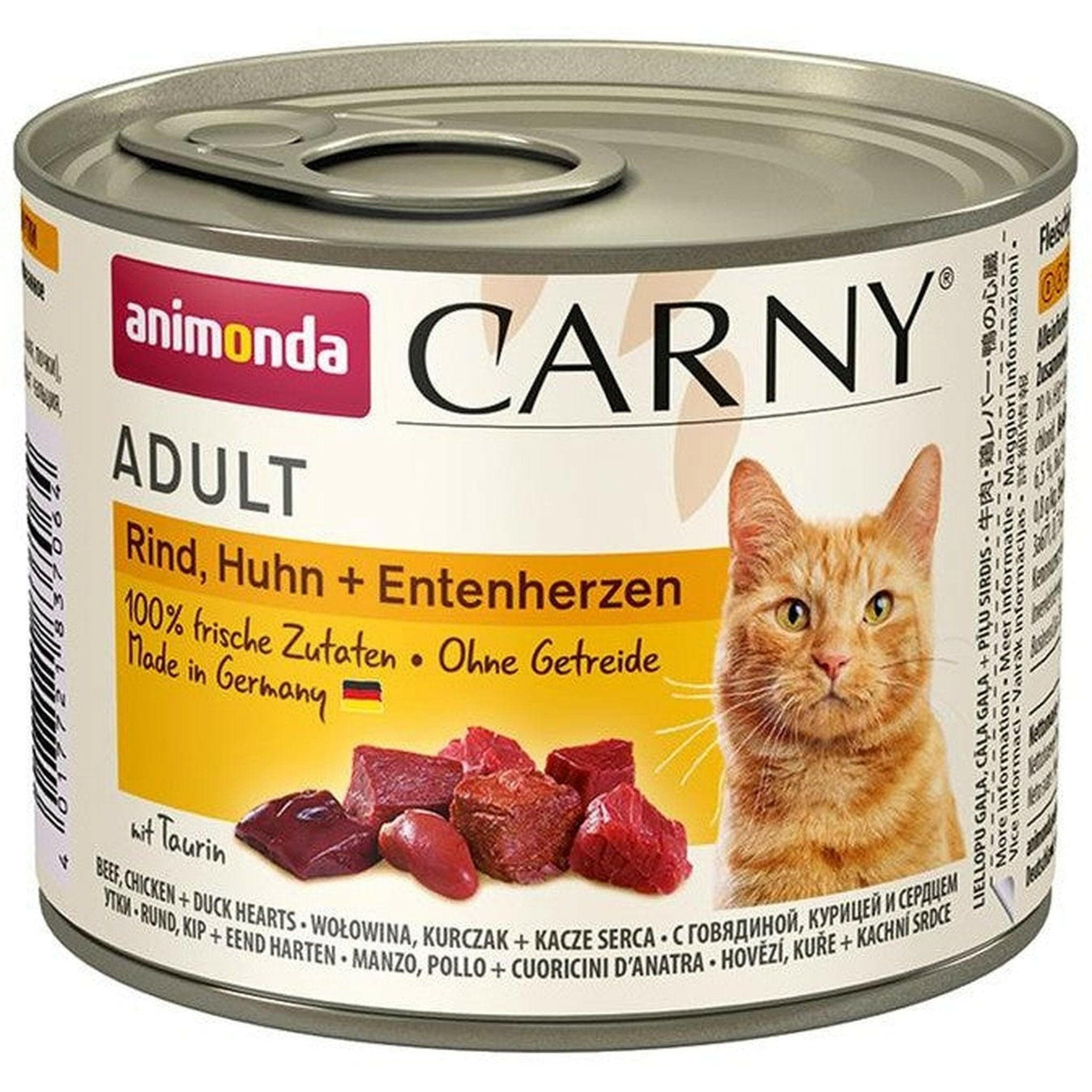 animonda CarnyAdult Cat Beef Chicken + Duck Hearts 6x200gm