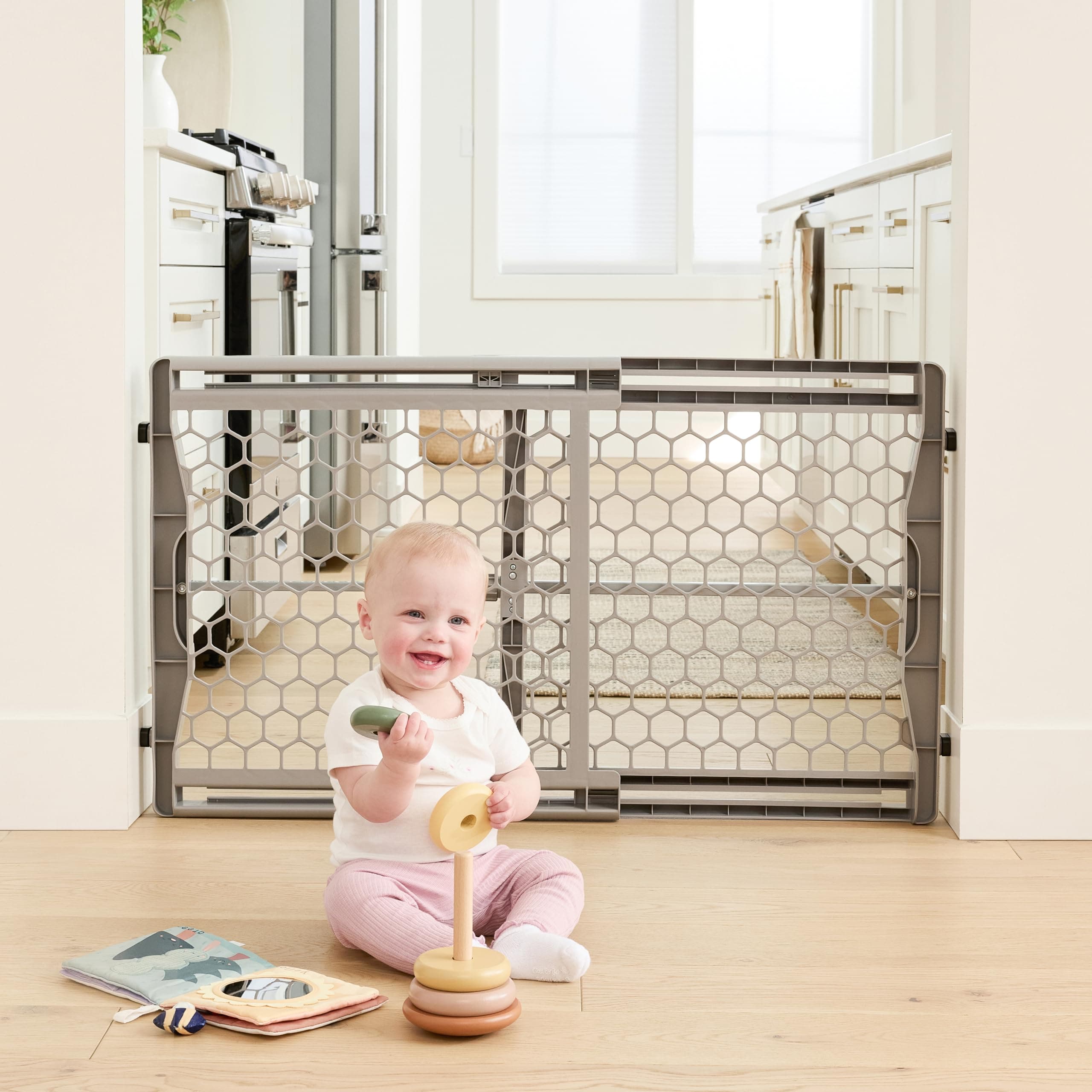 Safety 28"-42" Extra Wide Baby Gate for Doorways & Bottom of Stairs, Pressure Mounted Safety Gate for Babies, Toddlers & Pets, Tested & Safe for 30 Years, American Designed, American Owned