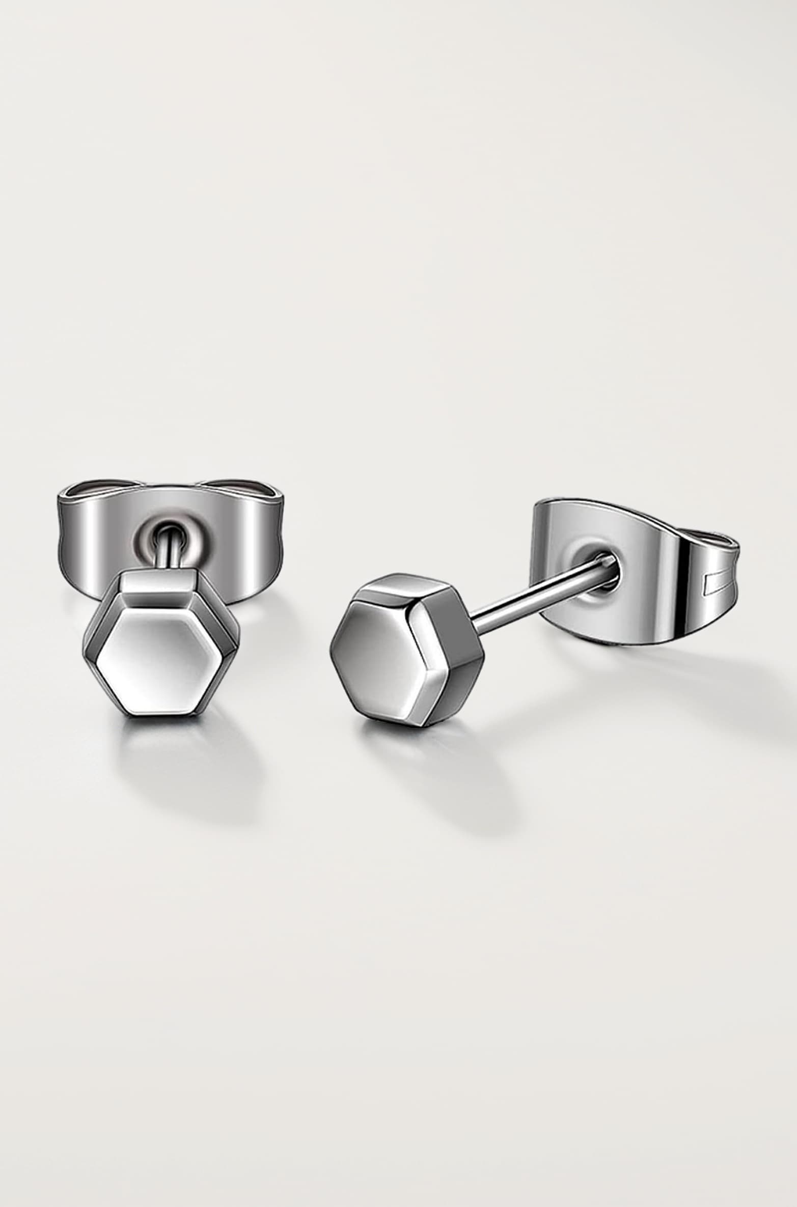 TGNEL Titanium Tiny Hexagon Stud Earrings Hypoallergenic for Women Girls High Polished