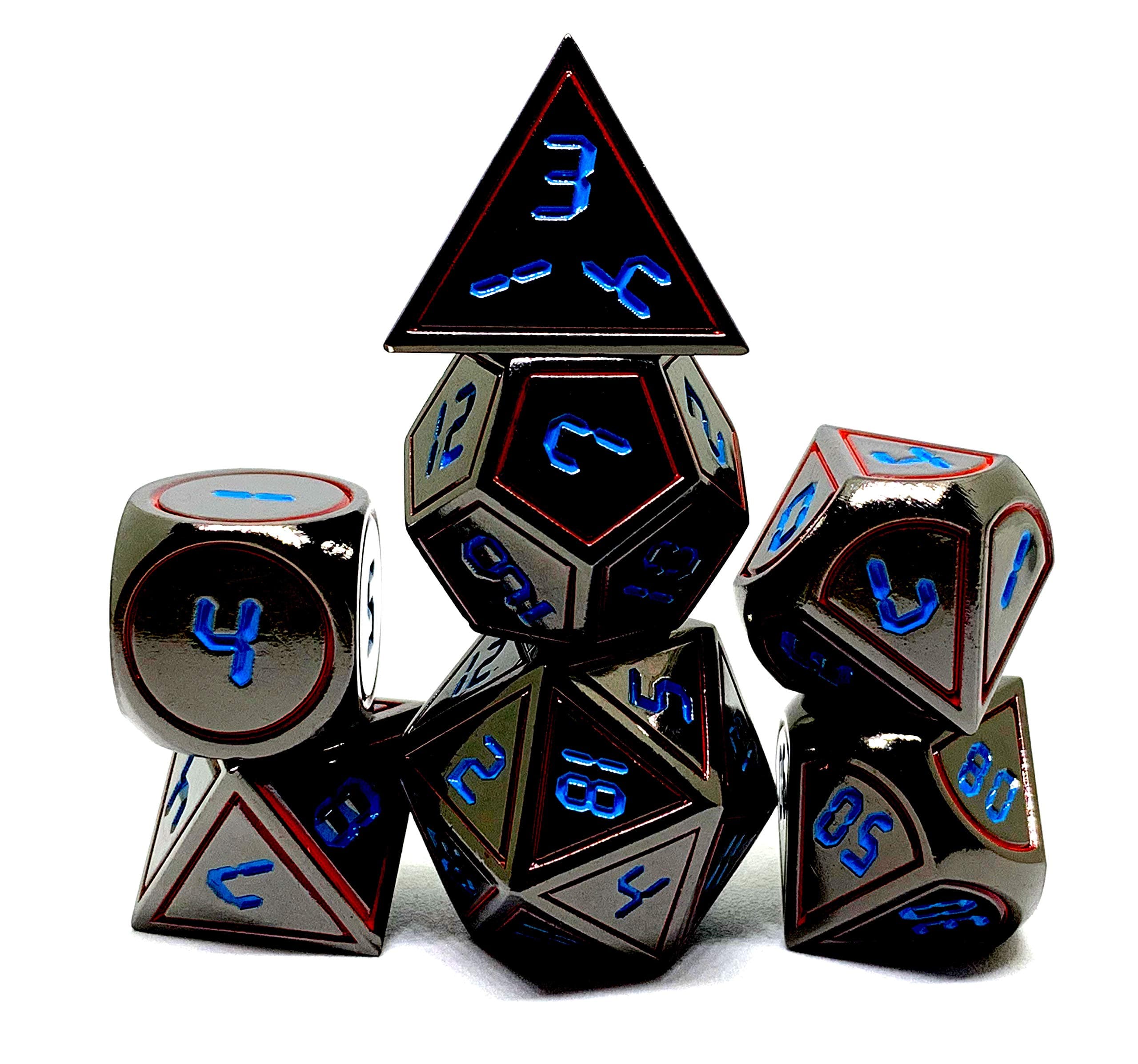 Dark Alpha Metal Polyhedral D&D Dice Set for Tabletop Roleplaying Games Like Dungeons & Dragons (DND), Pathfinder RPG, Starfinder