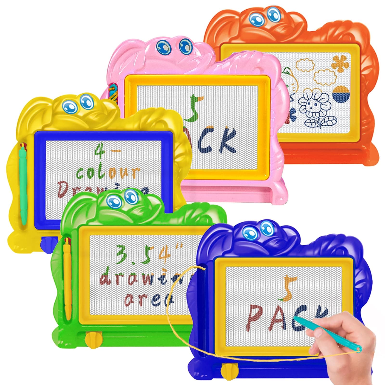 Hymaz 5 Pack Mini Magnetic Drawing Board for Kids, Colorful Doodle Drawing Board for Toddlers 1-3, Erasable Doodle Sketch Tablet Writing Pad for Boys Girls Classroom Rewards Party Favors Bag Stuffers