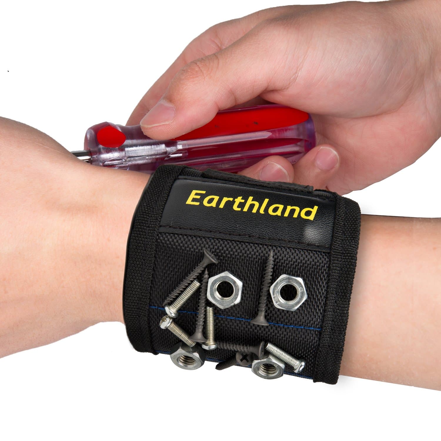 Adjustable Magnetic Wristband, Screws Nails Drill Holder with 10 Embedded Powerful Magnetics Perfect for Holding Screws, Nails, Bolts, Drill bits, and Other Small Metal Tools