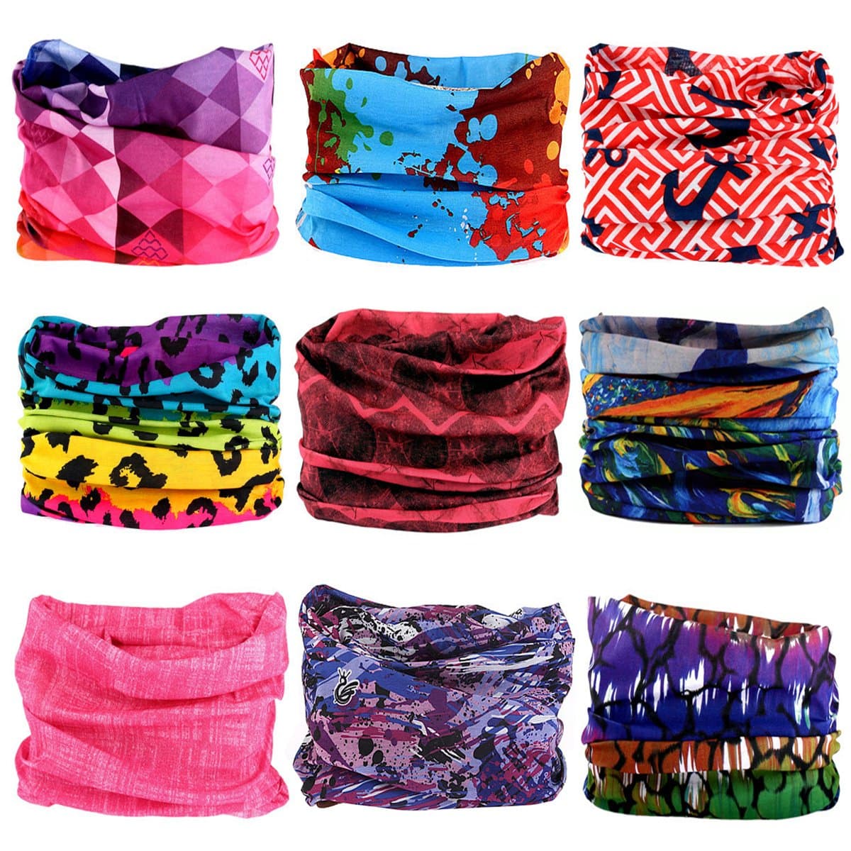 EKLOEN 12PCS/9PCS/6PCS Multifunctional Headband Magic Mask Scarf