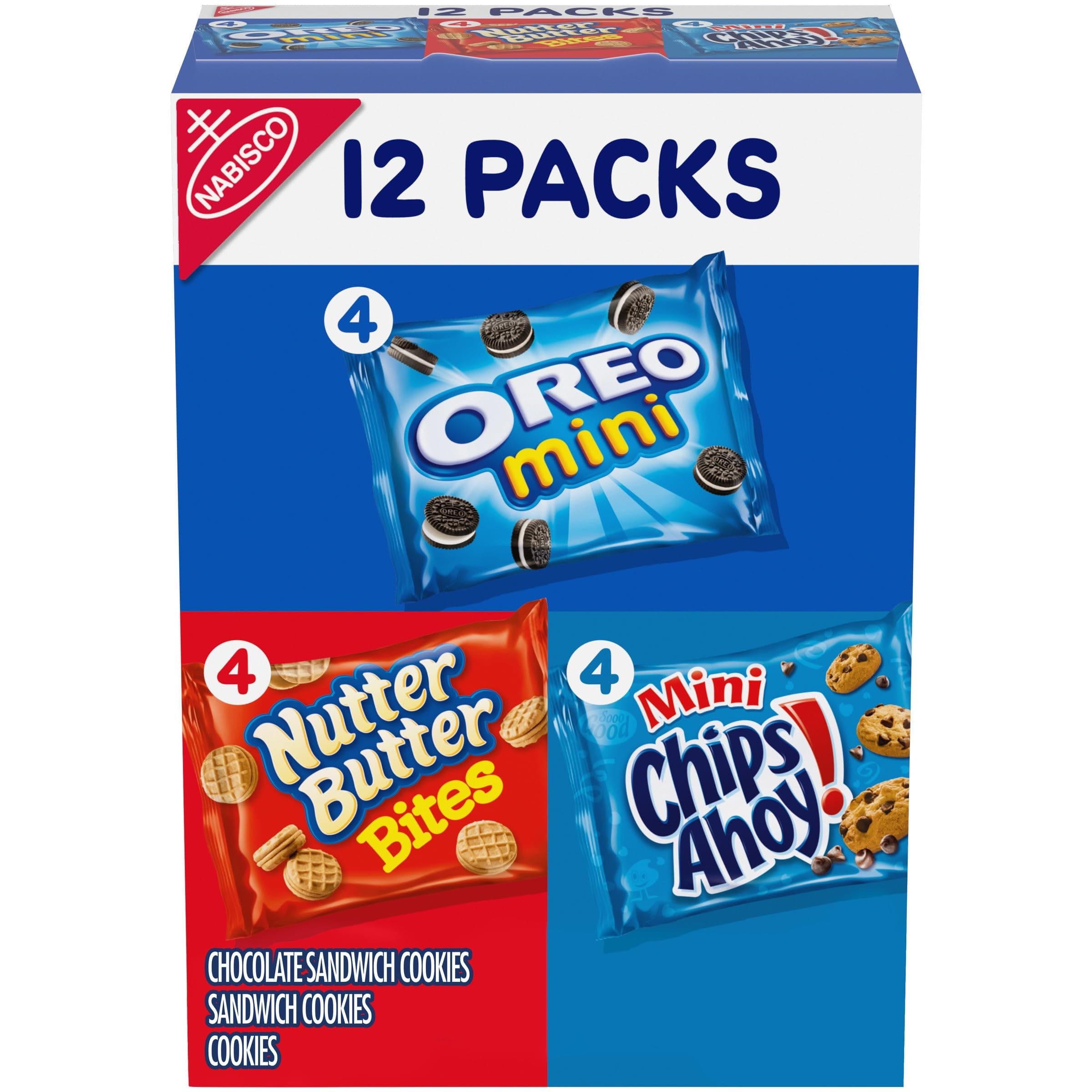 Mini Variety Pack (Chips Ahoy!, Nutter Butter, Mini Oreos), 12-Count Snak Paks (Pack of 2)