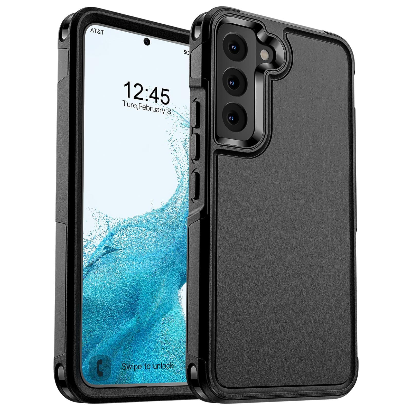 Designed for Samsung Galaxy S22 Case, [Military Drop Protection] [Dual Layer Structure Design] Heavy Duty Shockproof Non-Slip Phone Cover for Galaxy S22, Black