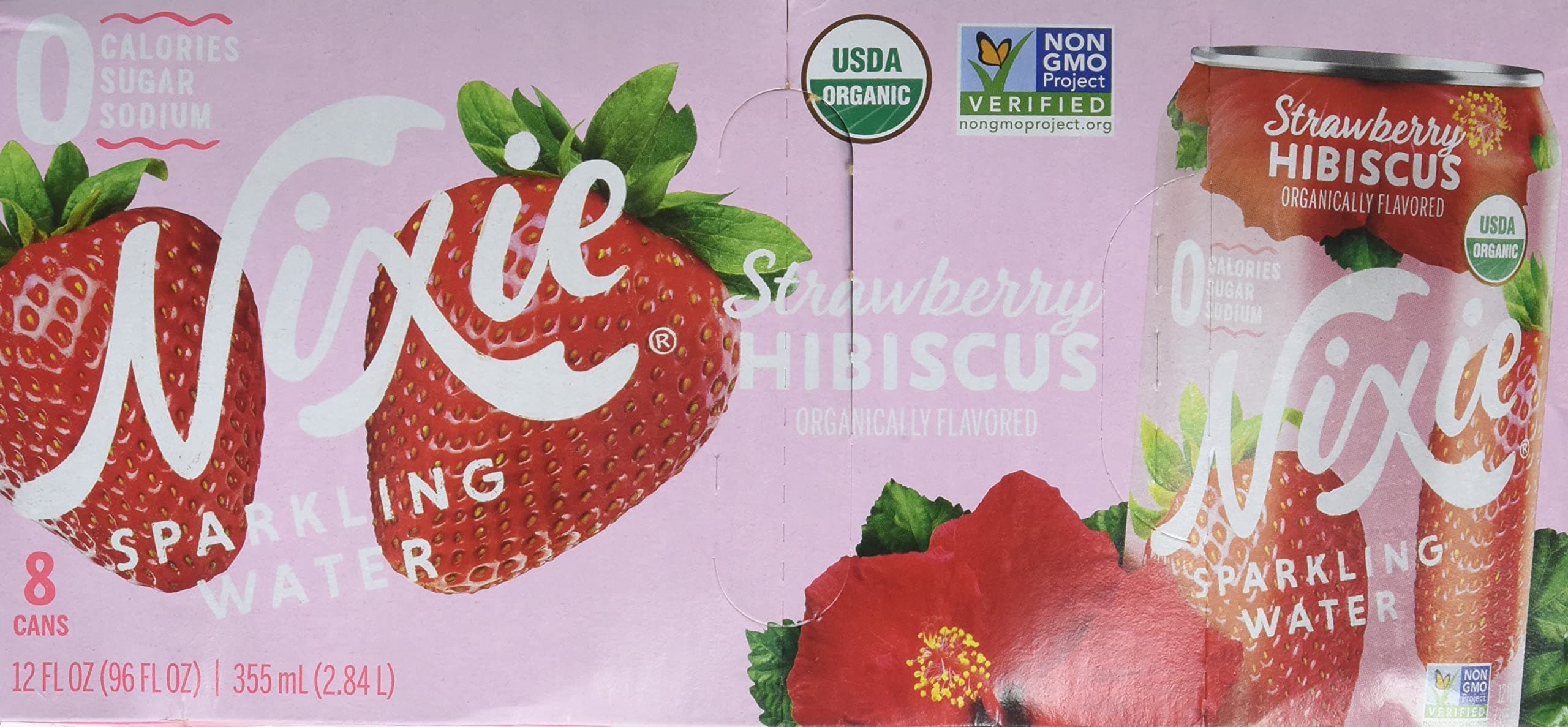 Organic Strawberry Hibiscus Sparkling Water, 8 Pack, Non GMO, 96 Fluid Ounce (Pack of 3)