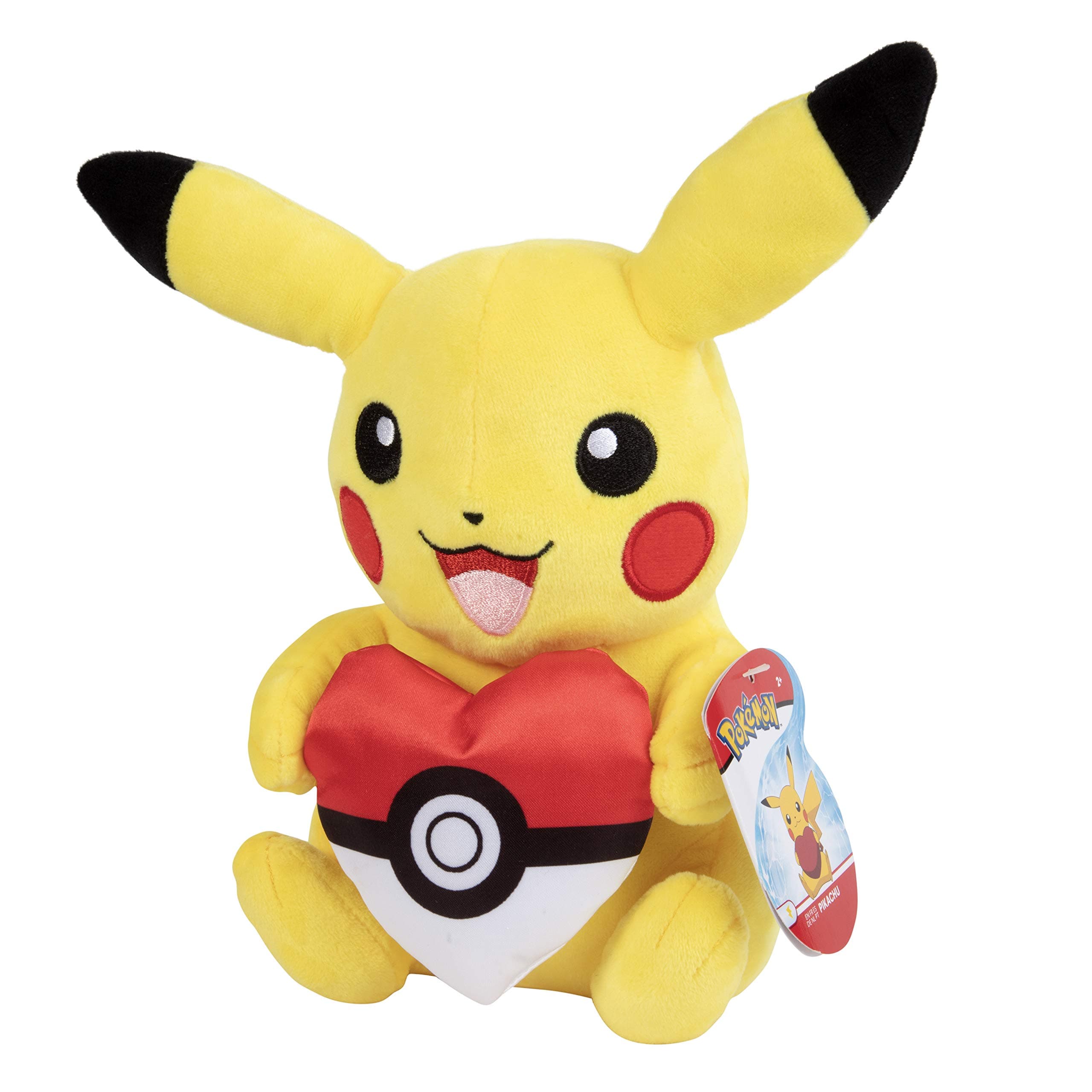 Pokemon 8" Pikachu Valentine's Day Plush with Heart Poke Ball - Officially Licensed - Authentic Soft Stuffed Animal Toy Pokeball Figure - Gift for Kids, Boys, Girls - 2+