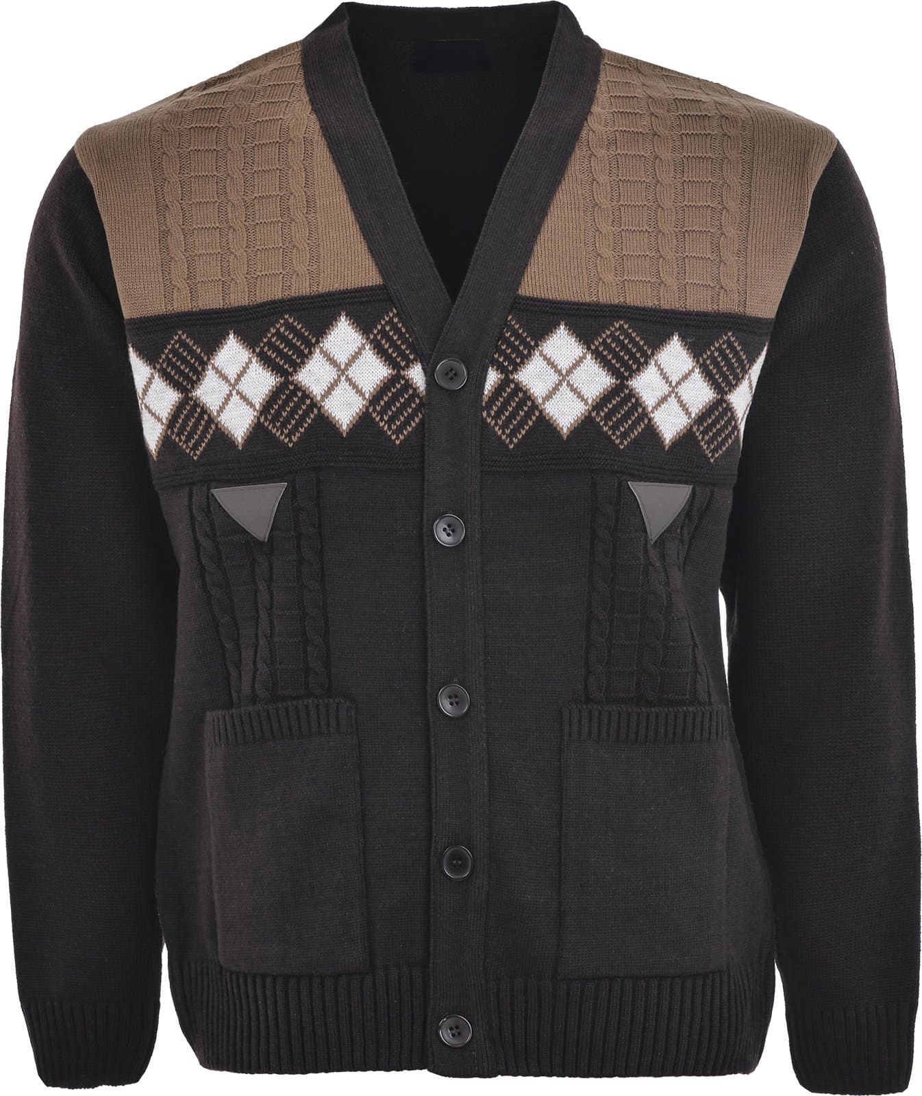 Sonia Fashions Men's Knitwear V Neck Button Through Cardigan with Pockets