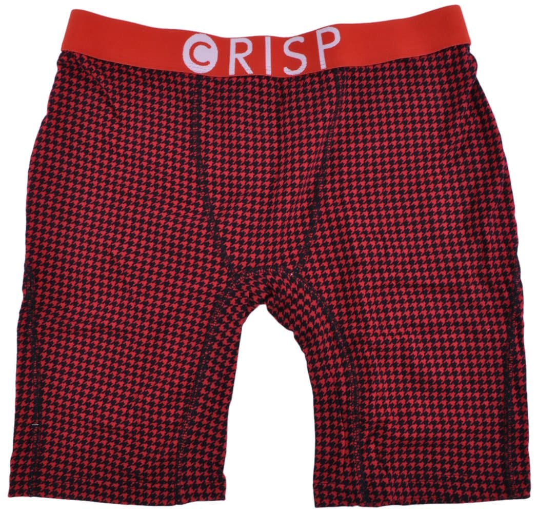 CRISP BOXERS Mens Houndstooth Boxer Brief Red Small
