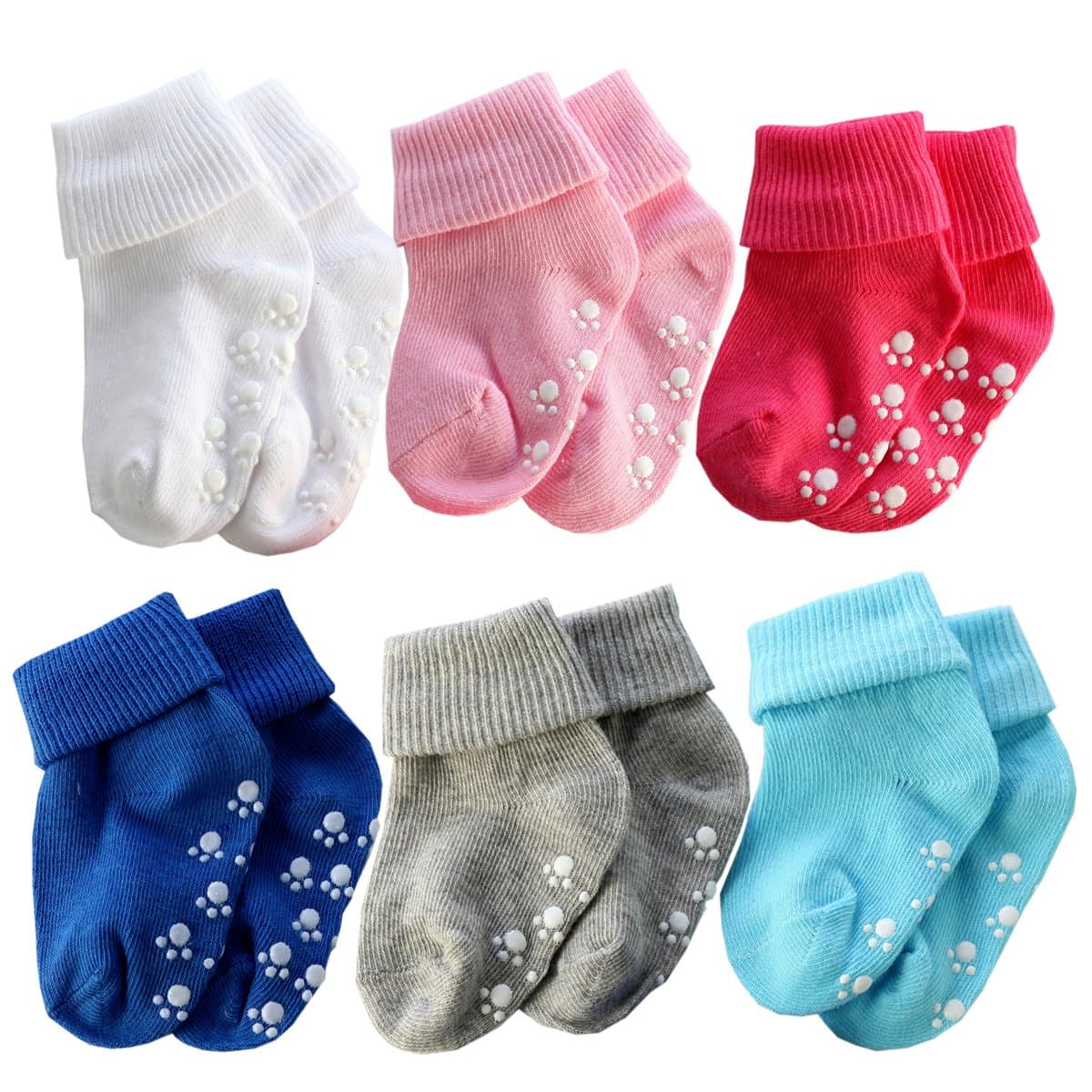 Xiyadun6 &12 Pairs Infant Toddler Baby Kids Turn Cuff Ruffle Cotton Socks