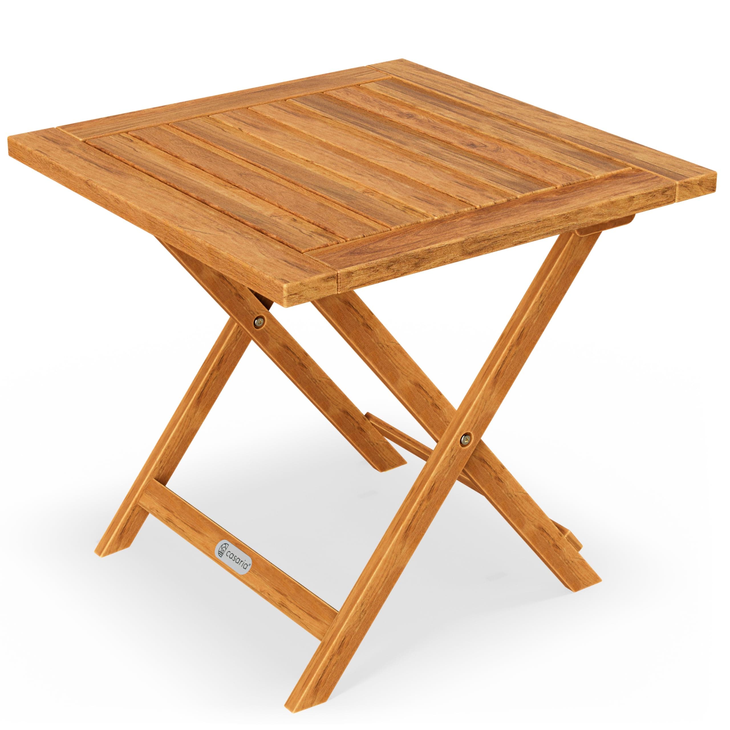 CASARIA® Side Table | Small Folding Coffee Table | Acacia Wood | 46x46cm | Bistro | Patio | Garden | Balcony | Living Room | Hallway | Kitchen | Weather-Resistant Foldable Garden Furniture