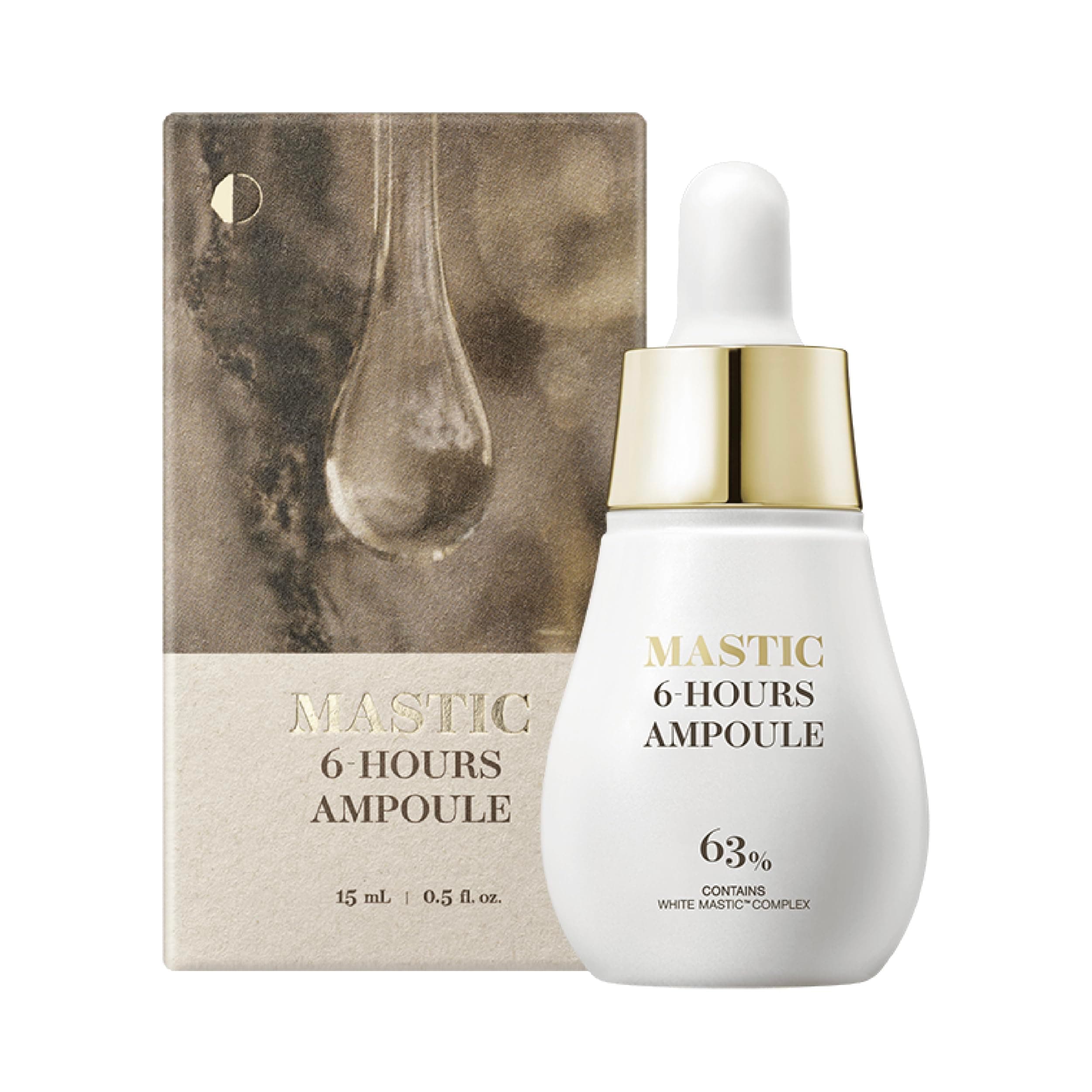 Mastina Mastic Ampoule - Facial Serum for Glass&Radiant Skin. White Mastic Complex 63% + Tranexamic Acid 2% + Niacinamide 5% Acid, Korean Skin Care (Dropper, 0.5fl oz)