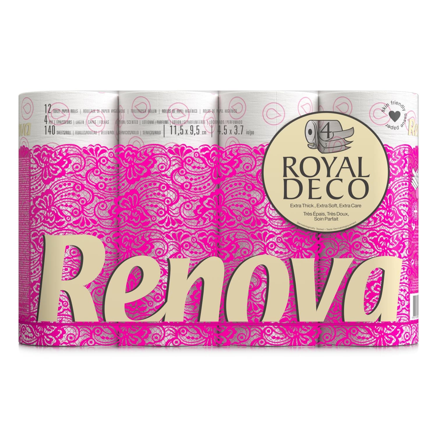 Renova Toilet Roll 4-Ply Decorated White Scented 12 Rollen Roll
