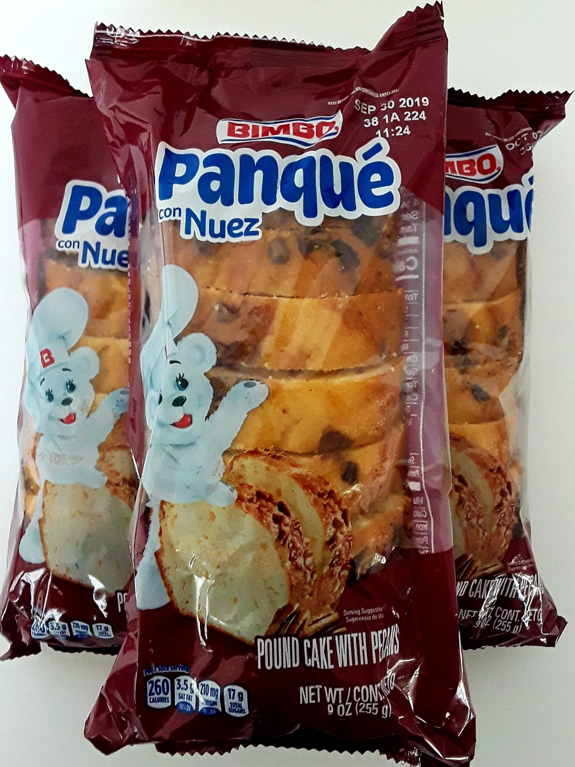CAKE, PECAN POUND CAKE, BIMBO PANQUE DE NUEZ 3_9oz PACKS