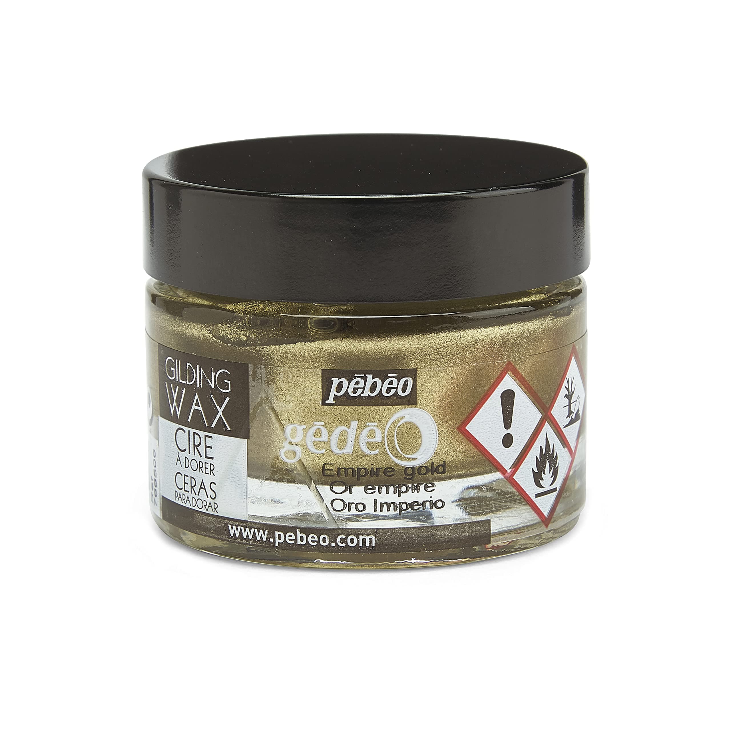 Pebeo Gilding Wax - Metallic Gilders Paste - Antiquing Wax for Furniture - Plaster - Glass - Paper - Metal - and More - Art and Craft Supplies - 5.6 Ounce Jar - Empire Gold