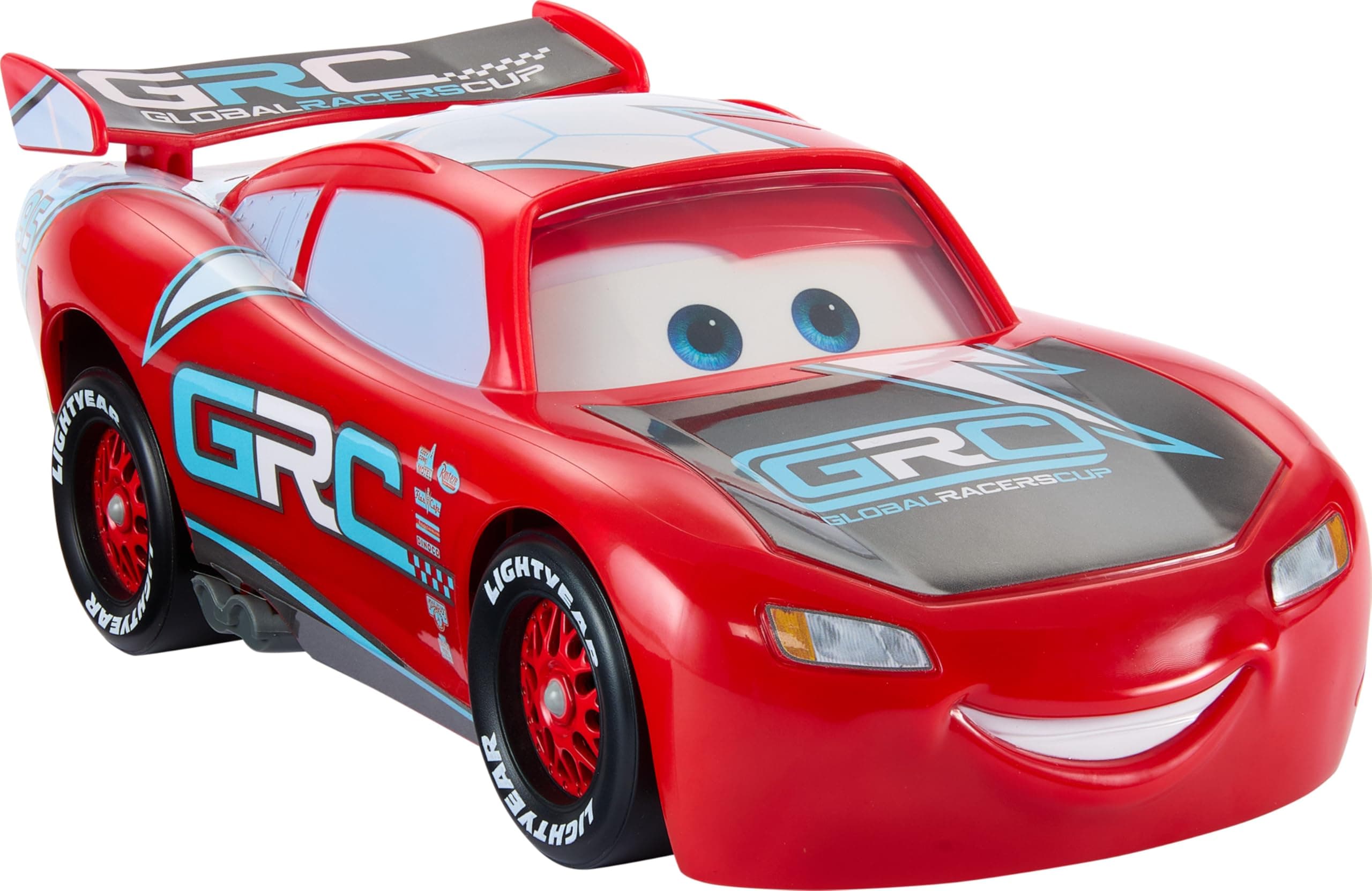 Mattel Disney and Pixar Cars Lightning McQueen Toy Vehicle and Accessories, Global Racers Cup Drift & Race Car with 4 Cones and 2 Game Modes, HXJ34, [Multi-Colour]