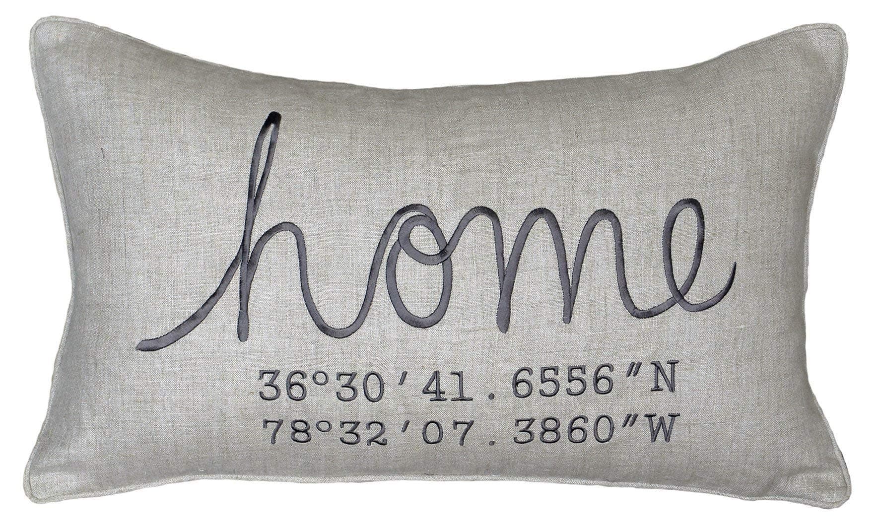DecorHouzz Embroidered Personalized Coordinates Pillow/Pillowcase - Address, Latitude Longitude, Housewarming, Realtor, Moving Away Gift