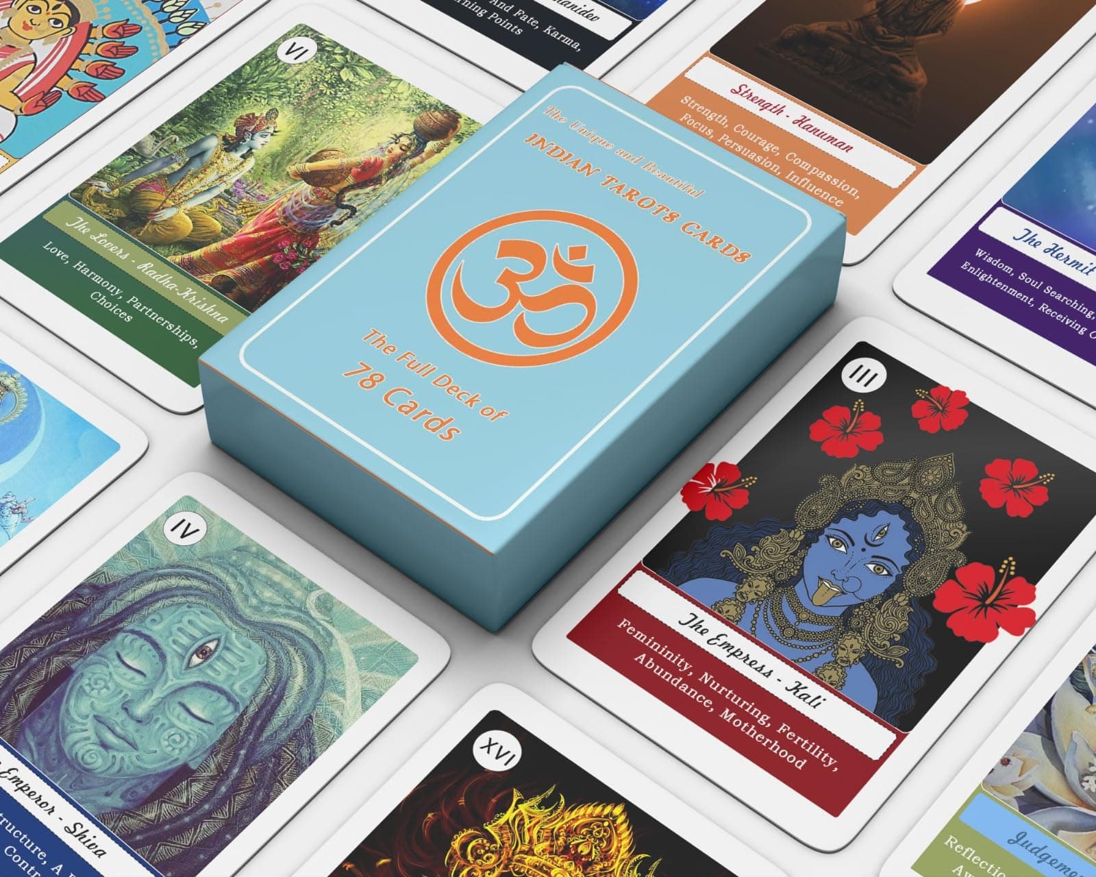 Cardzz Solution - The Indian Tarot Cards | Full Deck of 78 Cards | Hindu Mythology Tarot with Major and Minor Arcana | Sanatan Dharma Spiritual Divination Deck | 350 GSM | Online Guide | Made in India