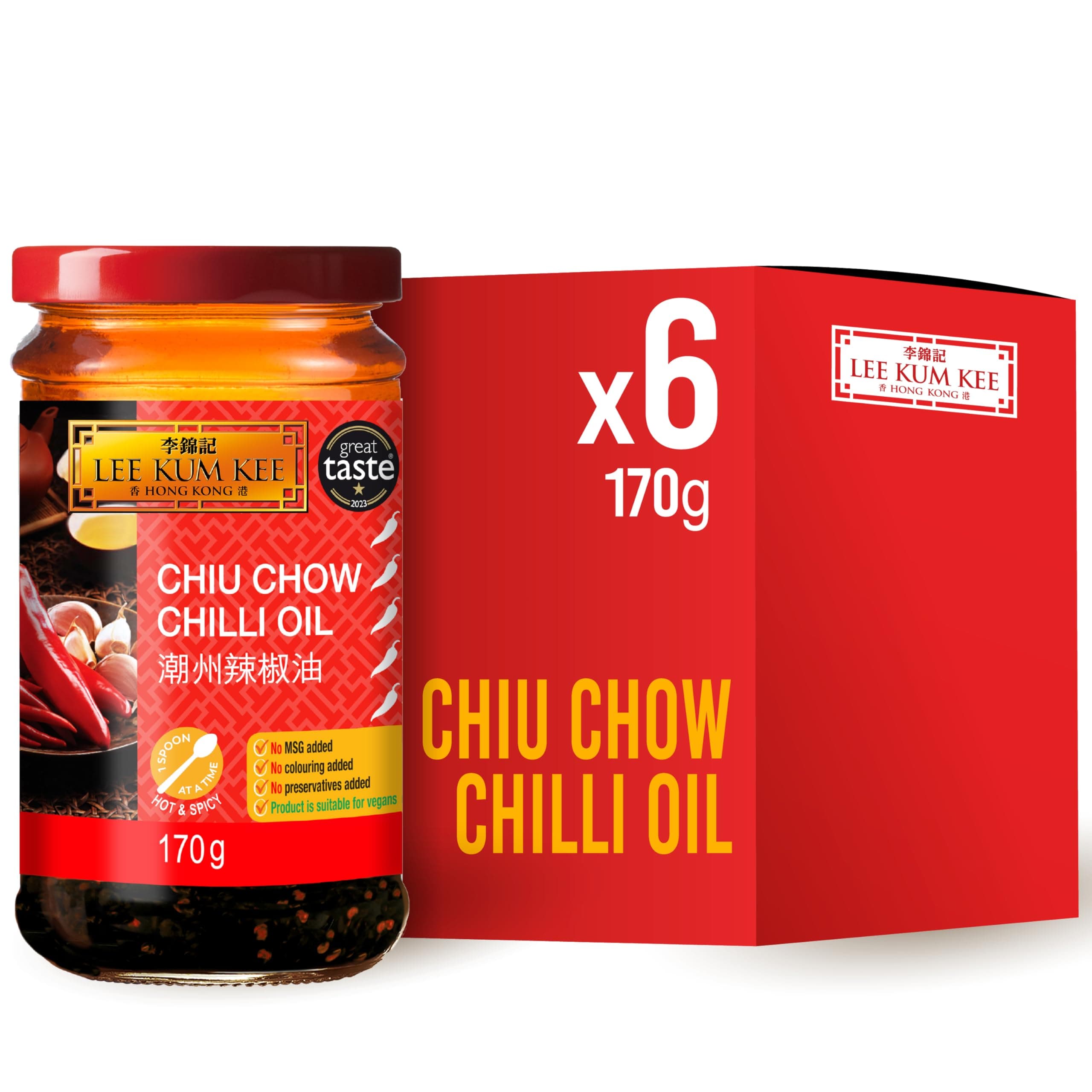 Chiu Chow Chilli Oil Sauce, Vegan, 170 g (Pack of 6)