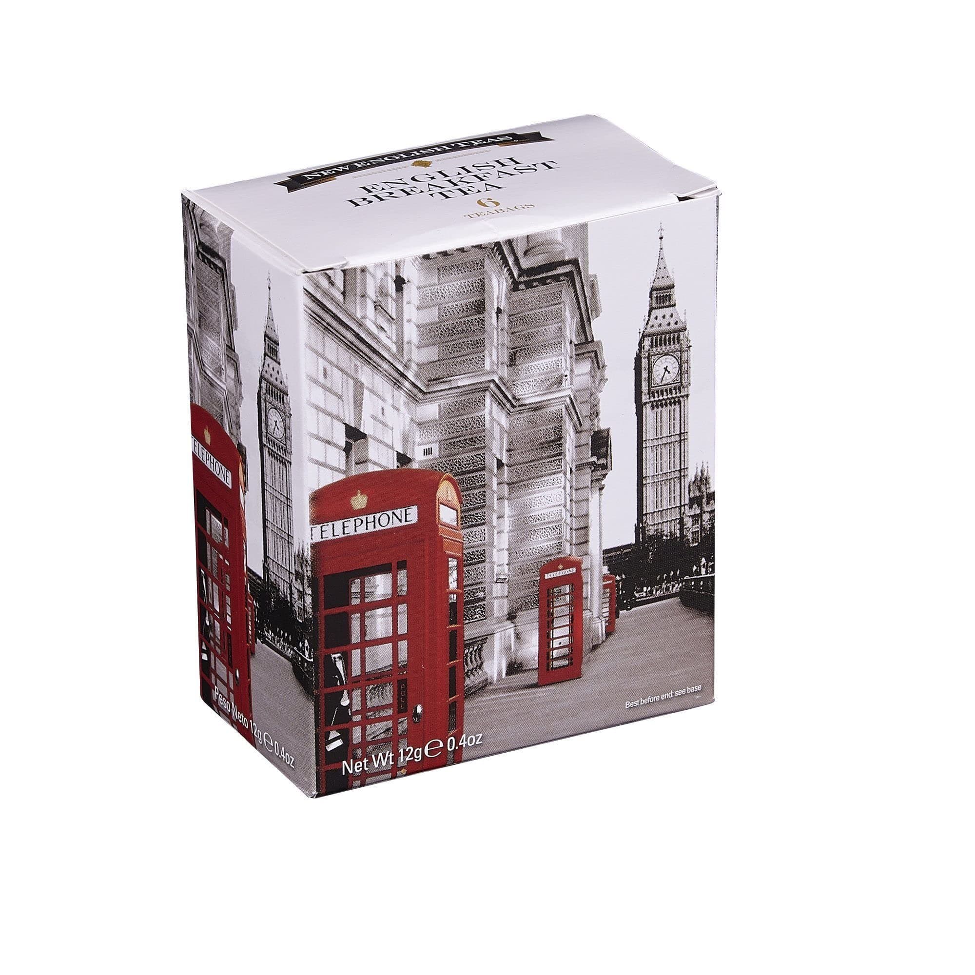Black And White Red Telephone Box Breakfast Tea 6 Teabag Carton