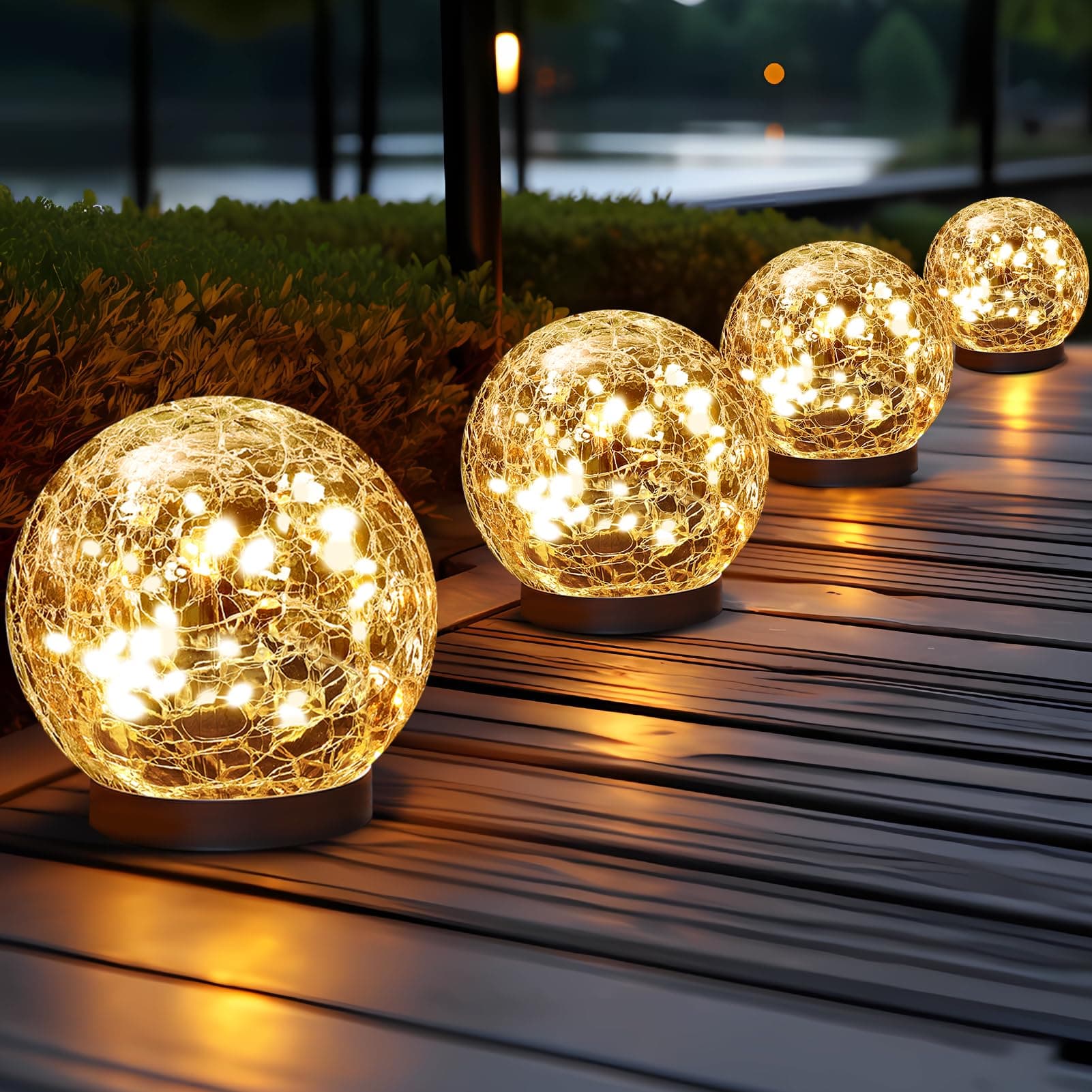 Solar Globe Light Outdoor Waterproof - Cracked Glass Ball Light for Garden, Patio, Garden, Lawn, Backyard Decoration - Solar Orb for Outdoor Decoration