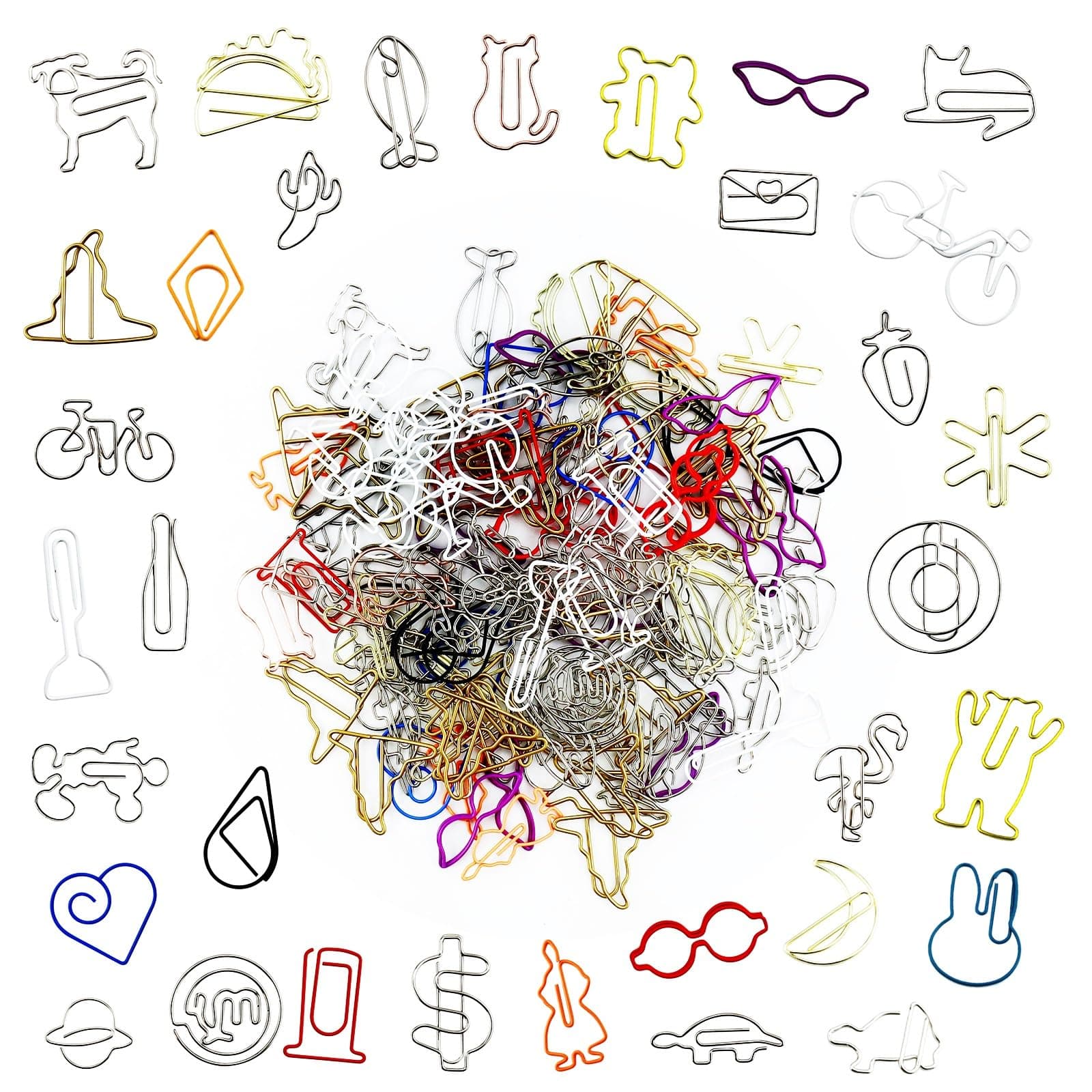 150 Pcs Mixed Cute Paper Clips, Assorted Colors Bookmark Paperclips, Fun Office Supplies Gifts for Students, Kids, Teachers (Random Shaped)