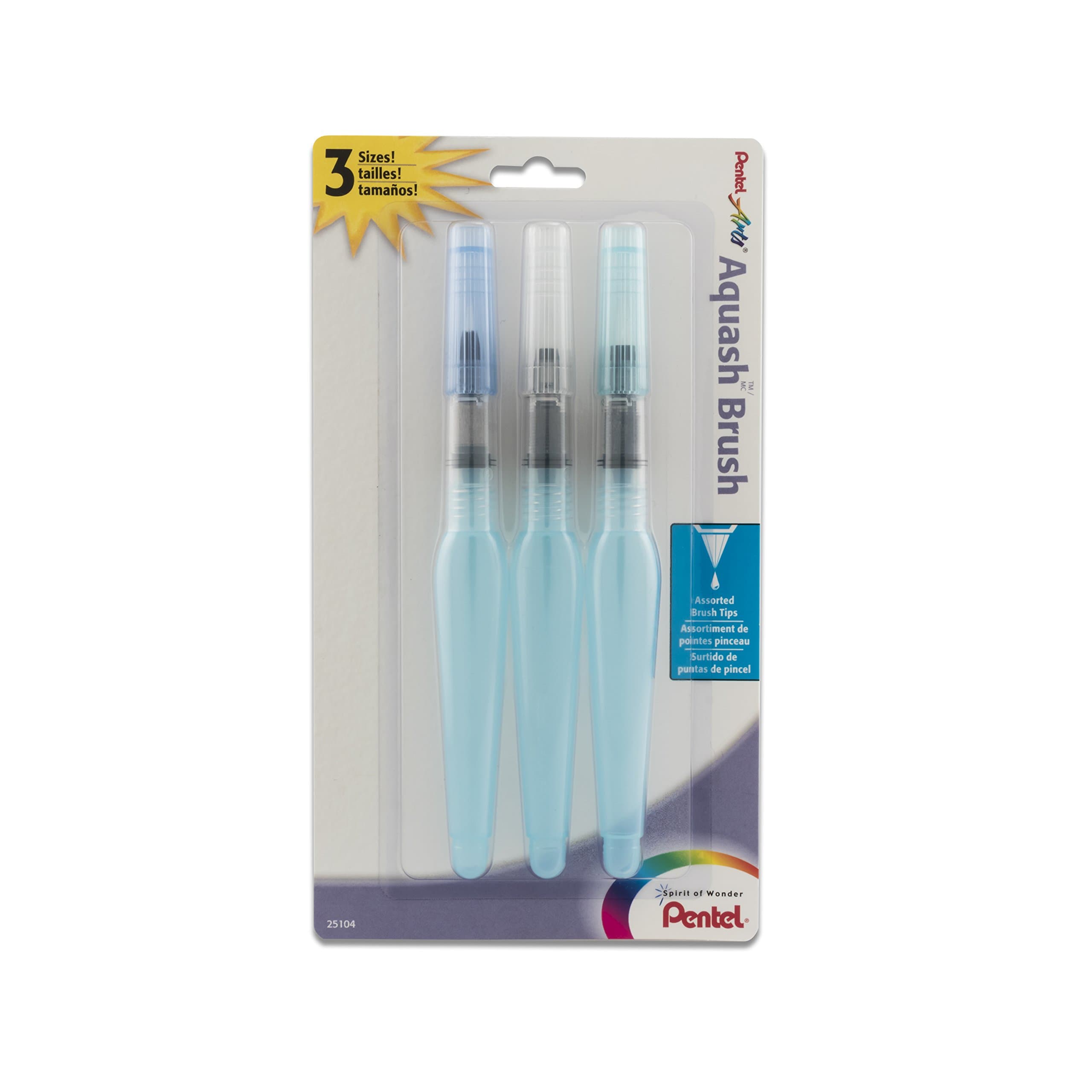 Arts Aquash Water Brush Assorted Tips, Pack of 3 (FRHBFMBP3)