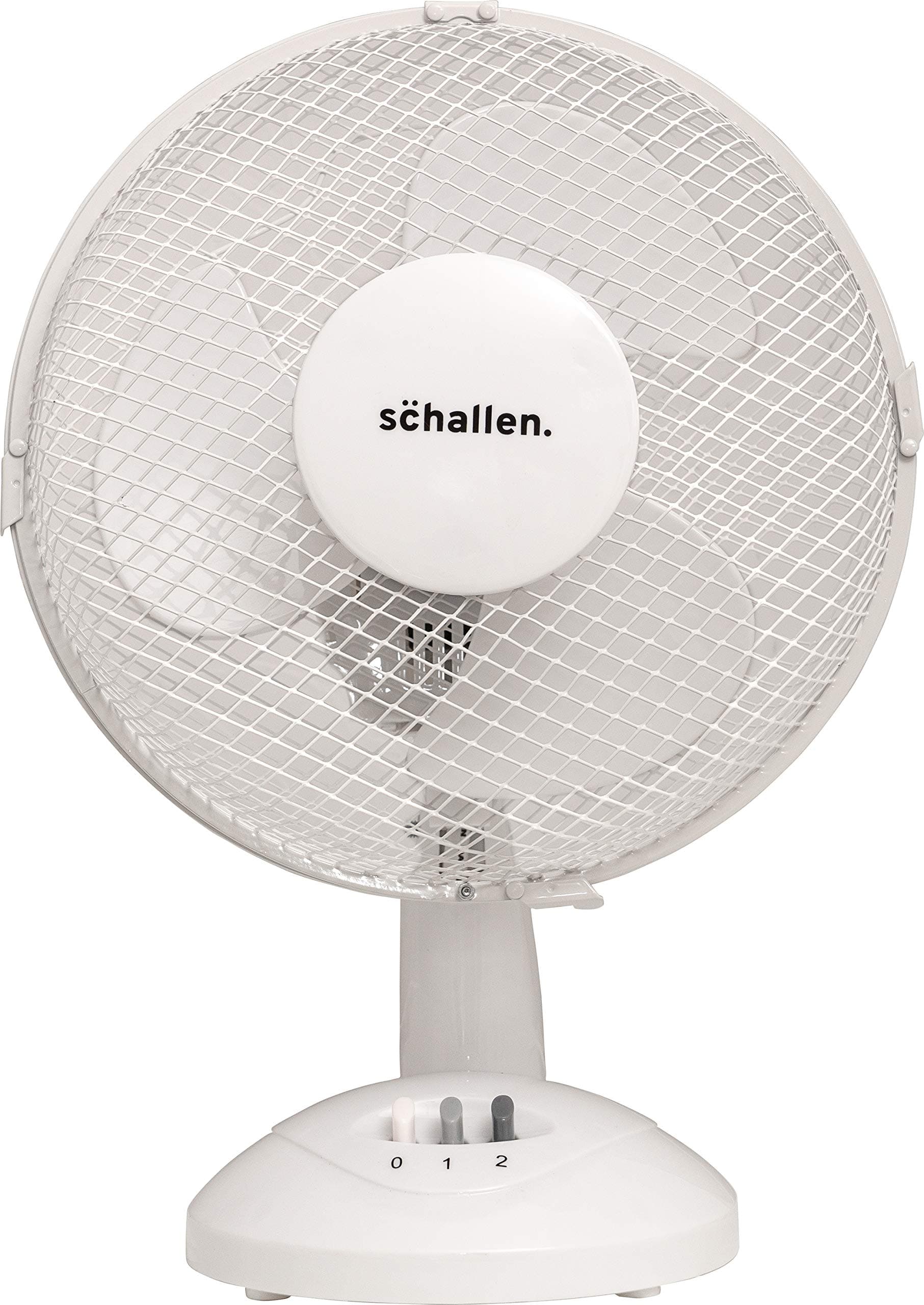 SchallenSmall 9" Portable Desk Table Oscillating Cooling Fan with 2 Speed Setting & Quiet Operation (White)