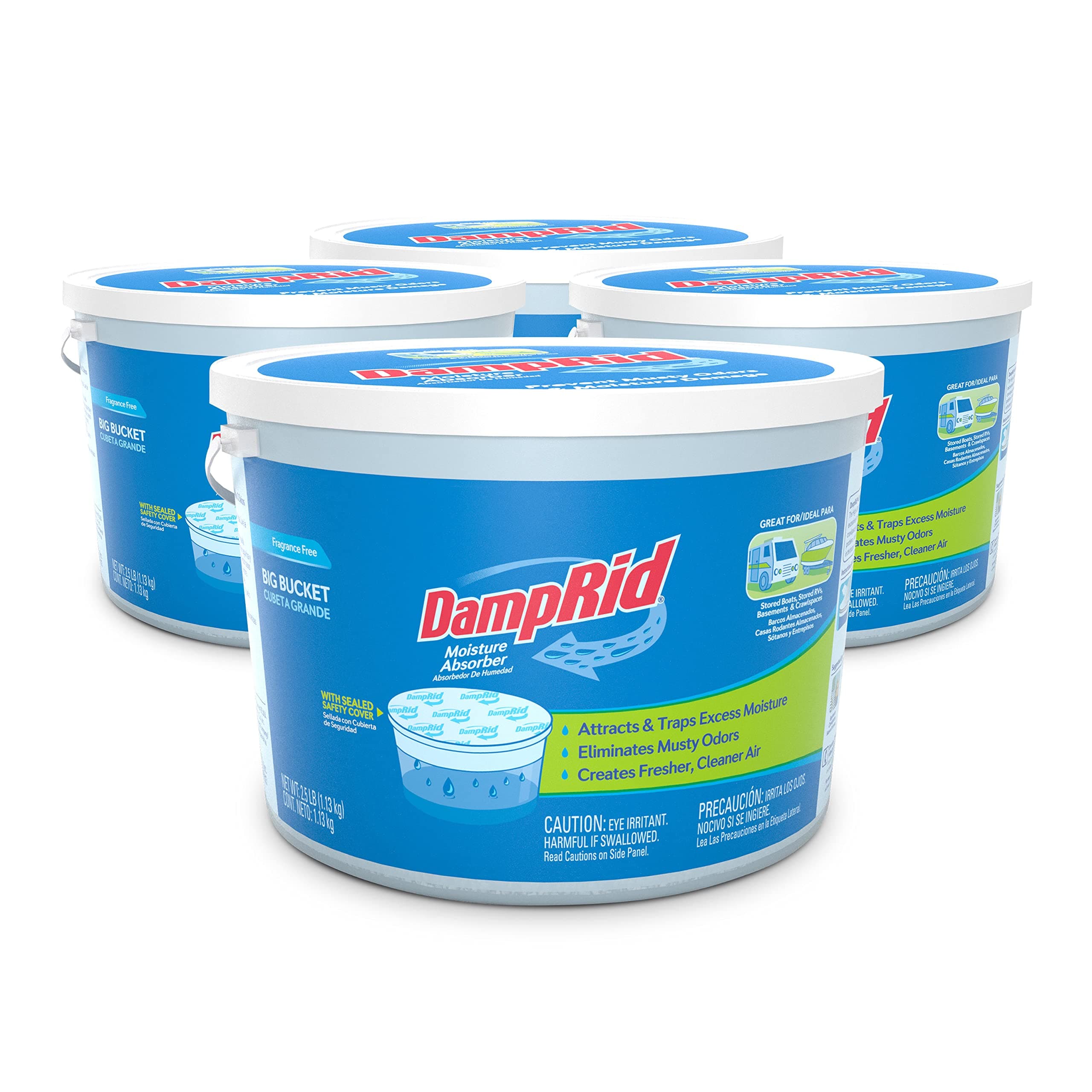 DampRid Fragrance Free 2.5 lb. Hi-Capacity Bucket - Moisture Absorber for Fresher, Cleaner Air in Large Spaces (FGAM50)