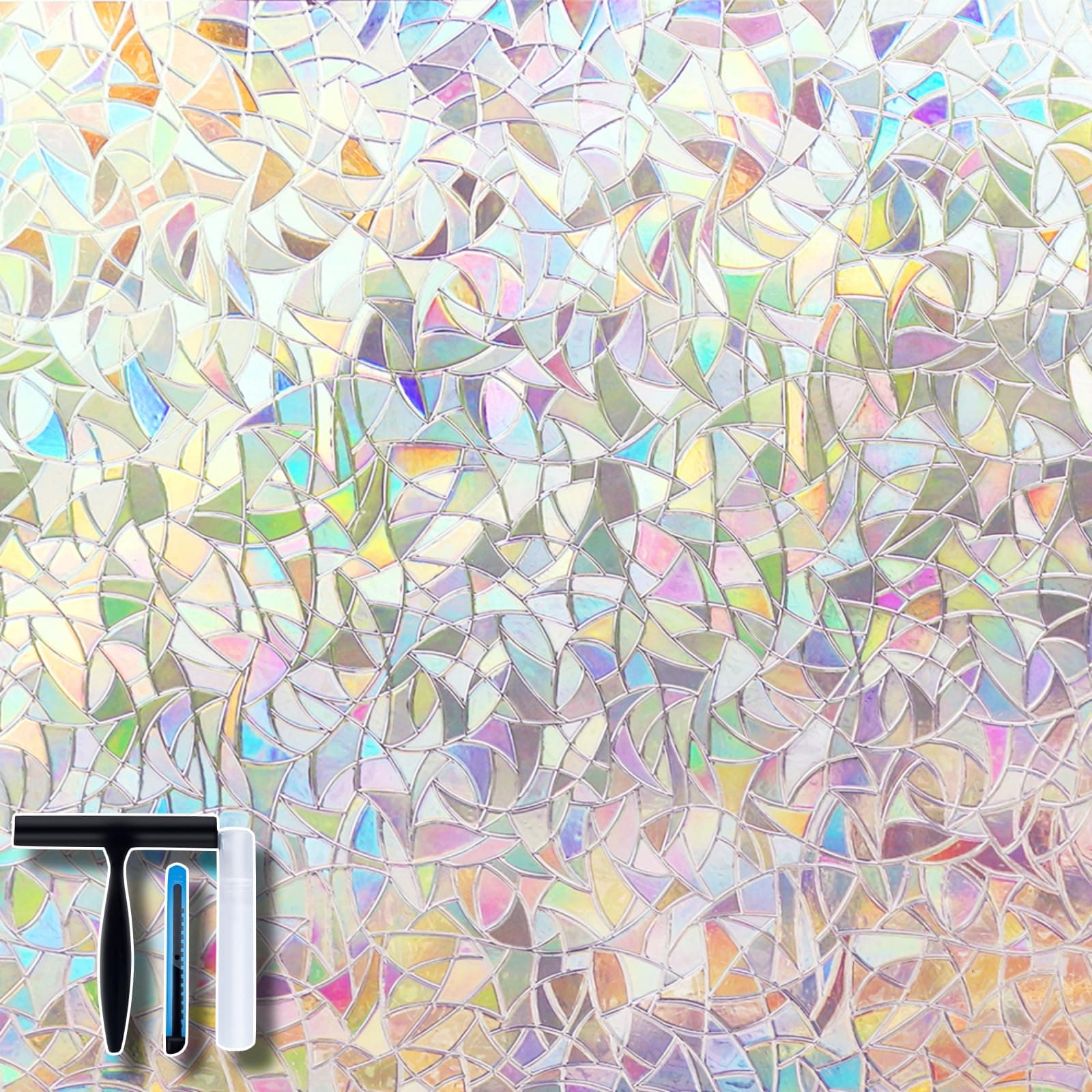 Volcanics Window Privacy Film Static Window Sticker Vinyl 3D Window Decal Window Sticker Rainbow Window Film for Glass Door Home Heat Control UV Protection